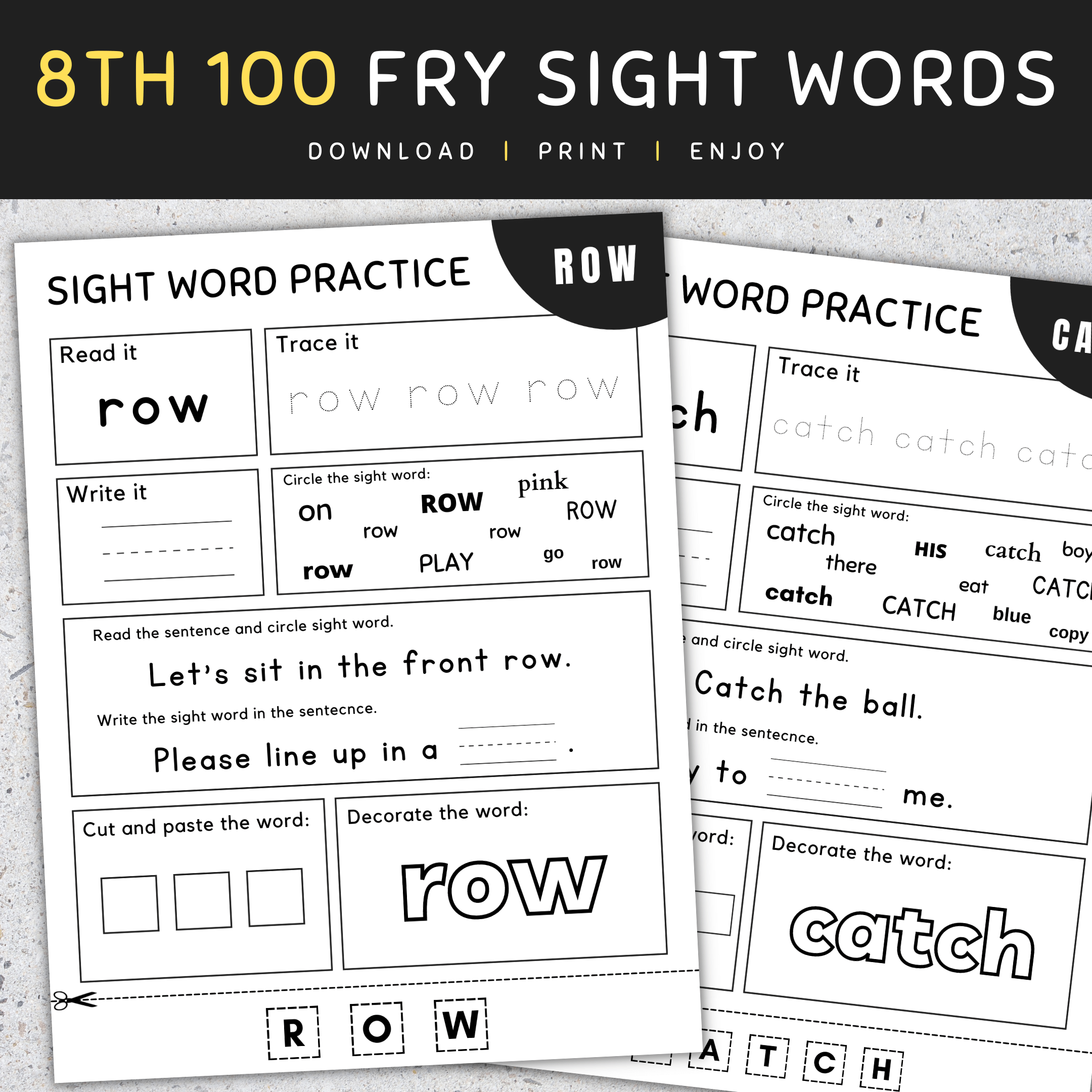 8th 100 Fry Sight Words Fry s Eighth 100 Sight Words Worksheets SET 1 Made By Teachers