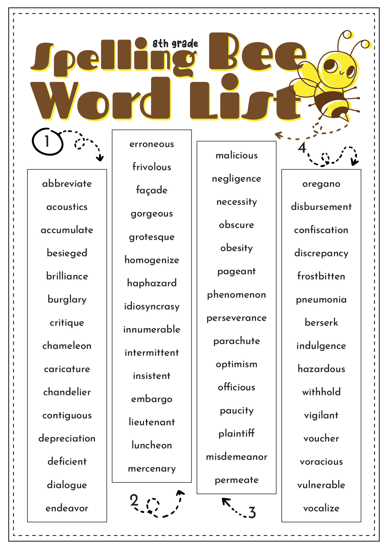 8th Grade Academic Spelling Test Group 6 Spelling Test Worksheets Library