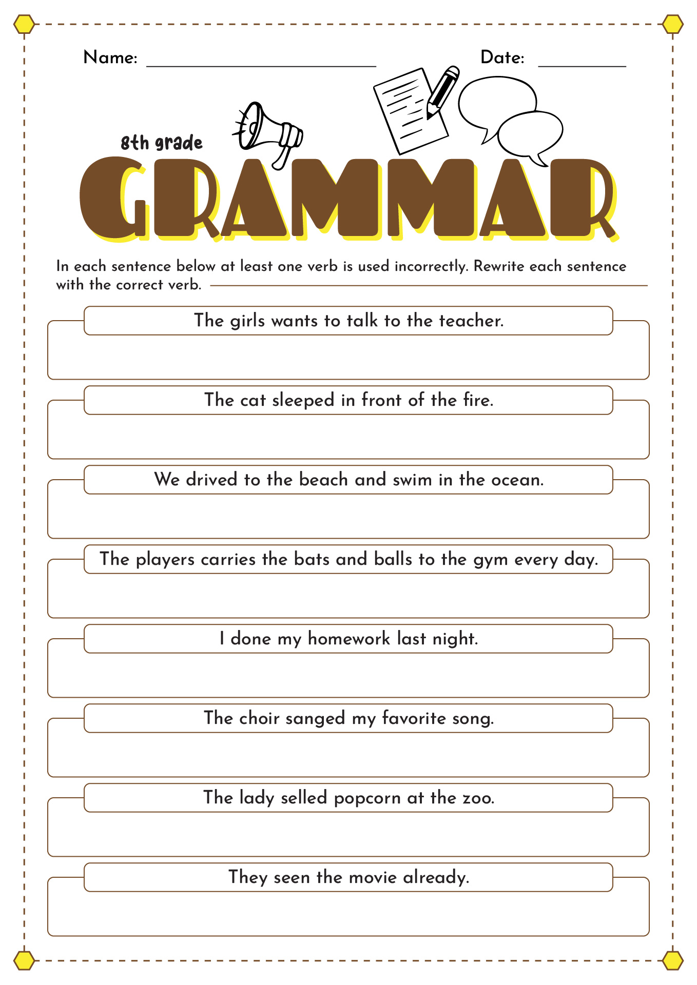 8th Grade Grammar Worksheets Scholastic Worksheets Library