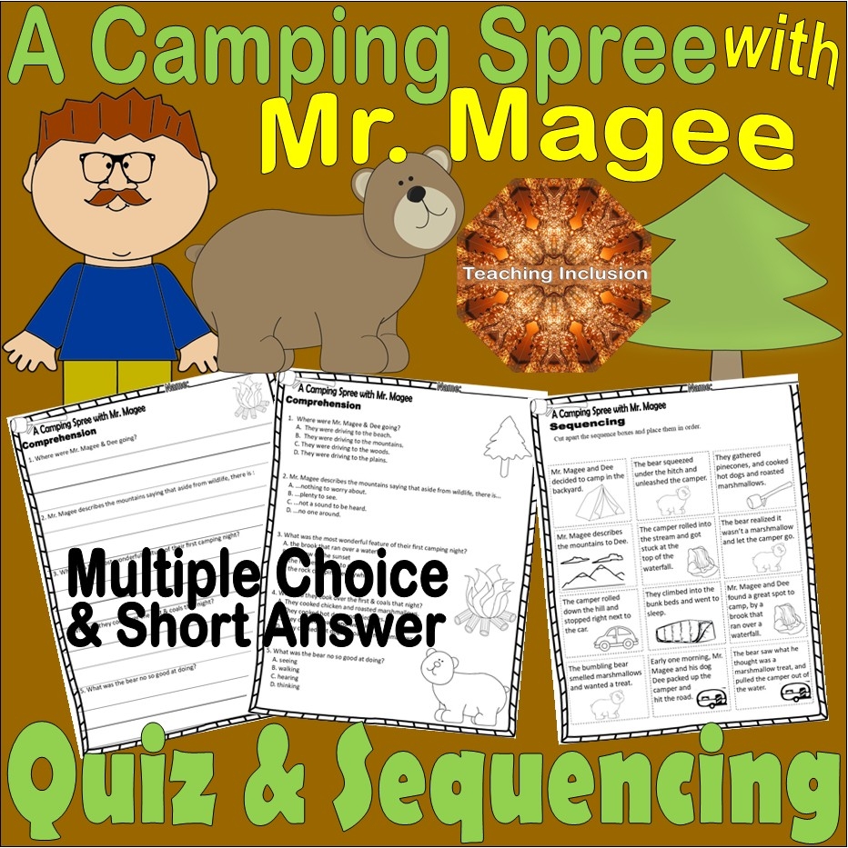 A Camping Spree With Mr Magee Reading Quiz Test Story Scene Sequencing Worksheets Made By Teachers
