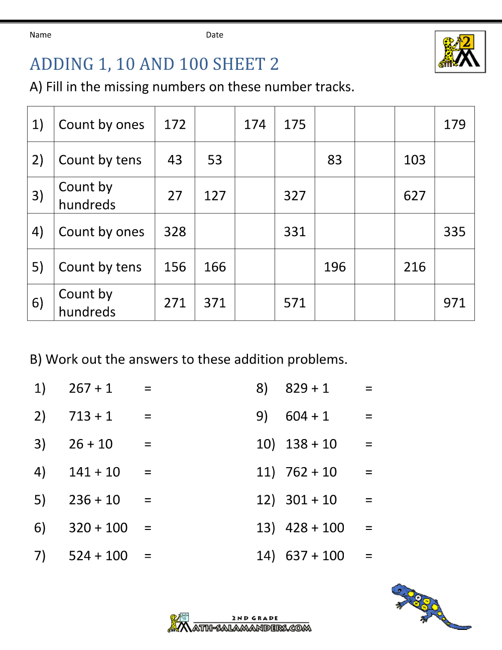 Printable Maths Worksheets Year 2