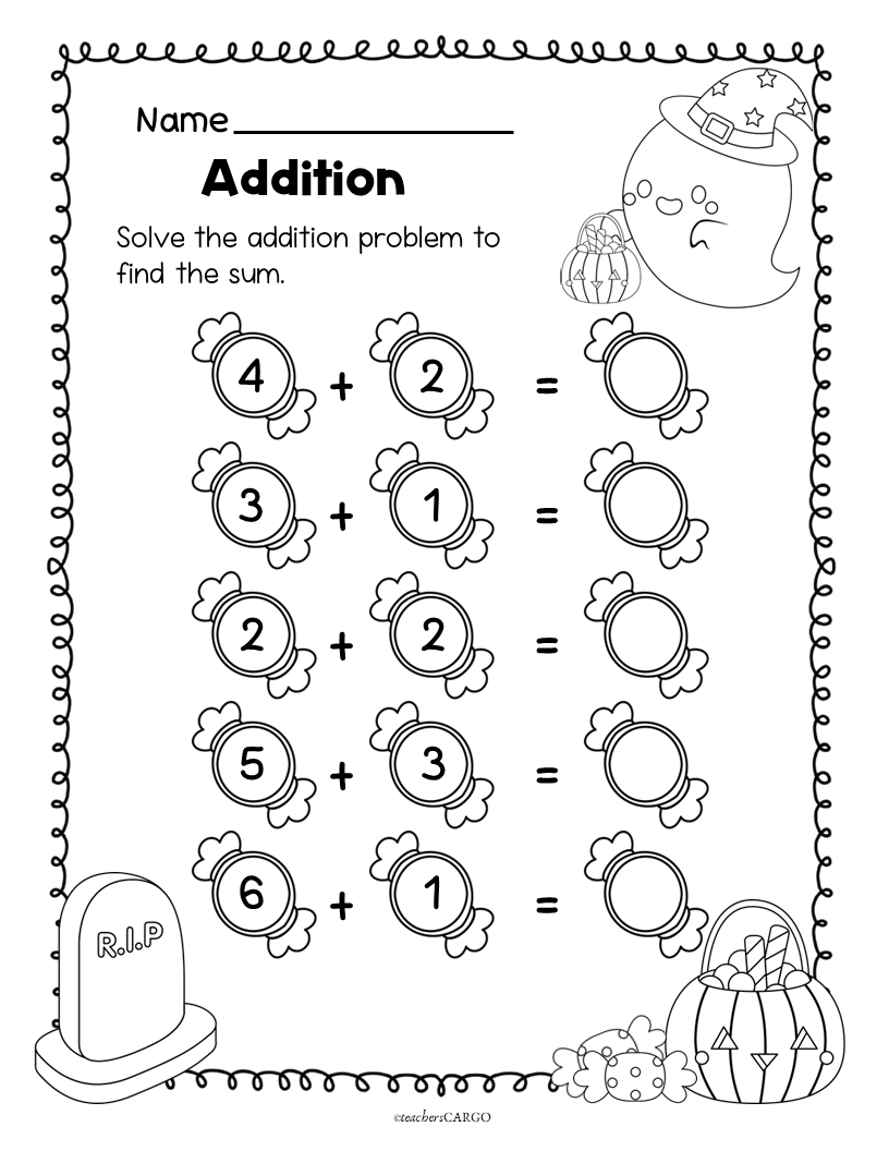 Free Halloween Math Worksheets 1st Grade