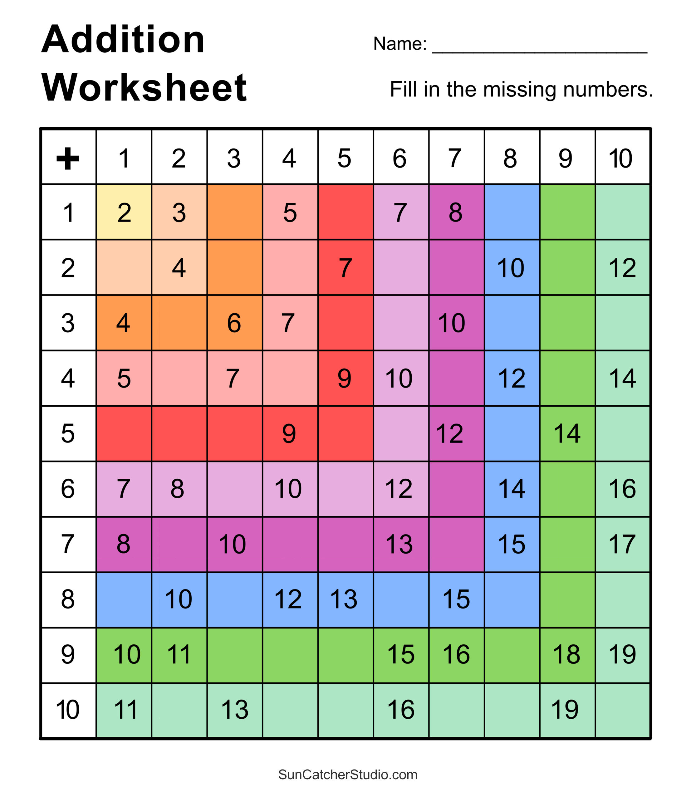 Addition Charts Tables Worksheets Free Printable PDF Files Free Printables Monograms Design Tools Patterns DIY Projects