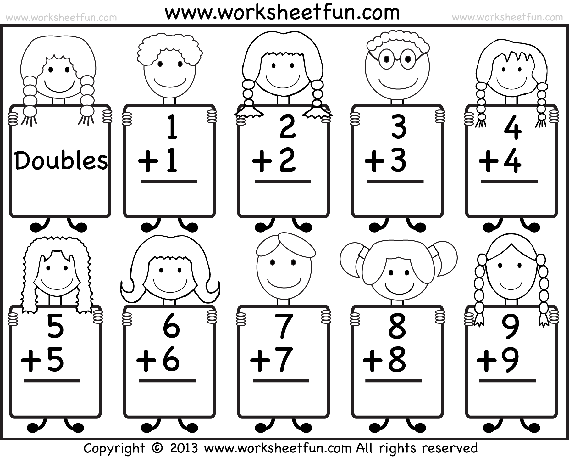 Addition Doubles Facts Beginner Addition Worksheet FREE Printable Worksheets Worksheetfun