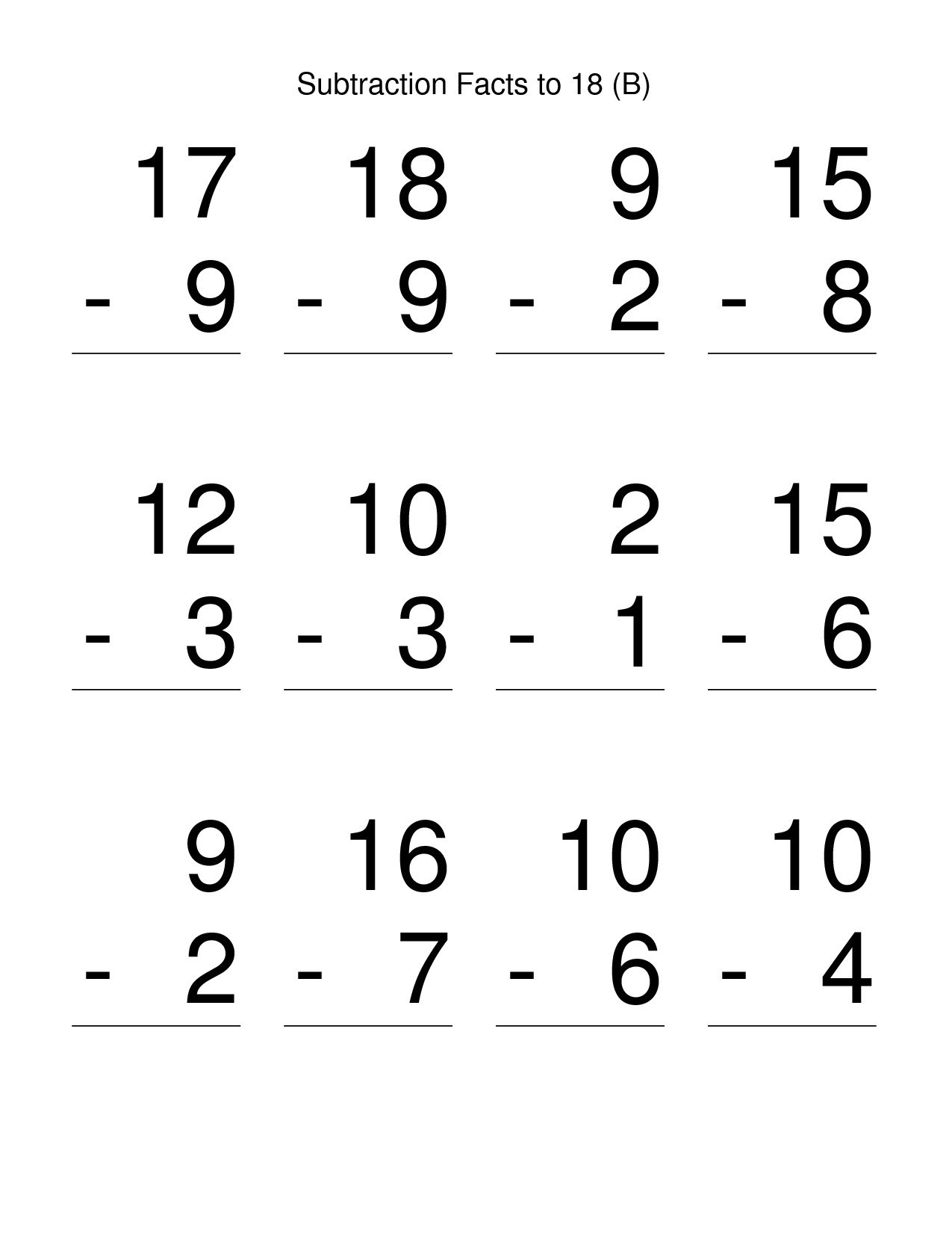 Addition Facts Free Printable Math Worksheets 1st Grade Math Worksheets Library