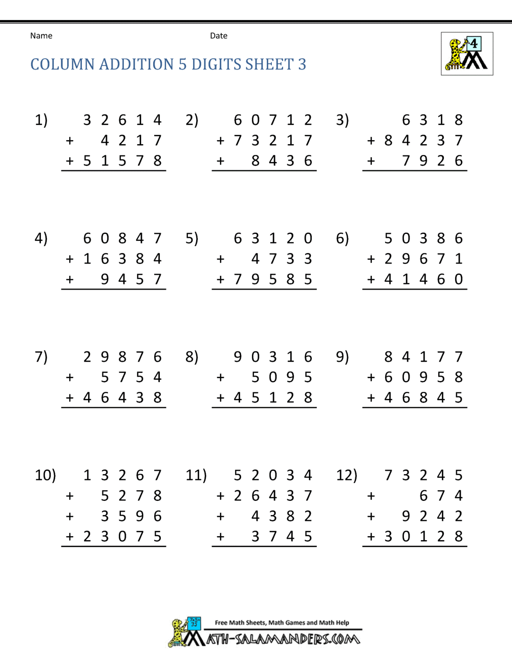 Addition Regrouping Worksheet 4th Grade