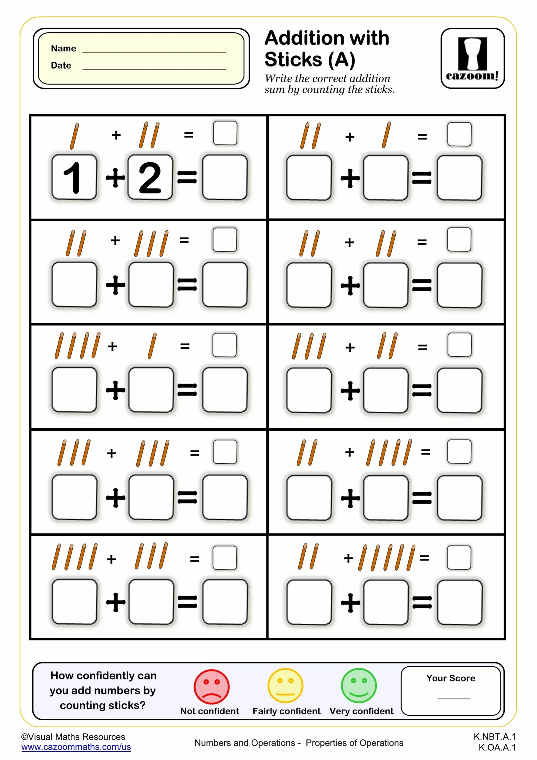 Addition With Sticks A Fun And Engaging K Grade PDF Worksheets