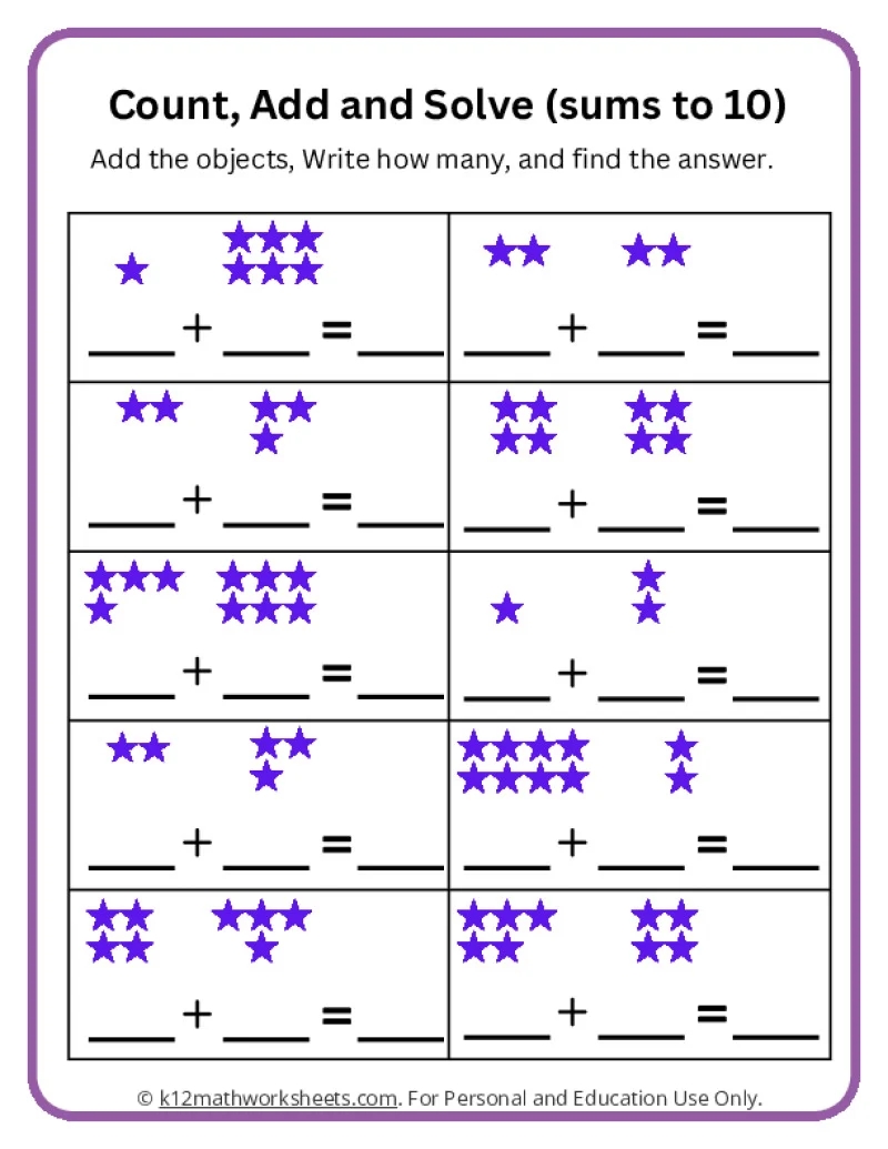 Free Printable Easy Math Addition Worksheets