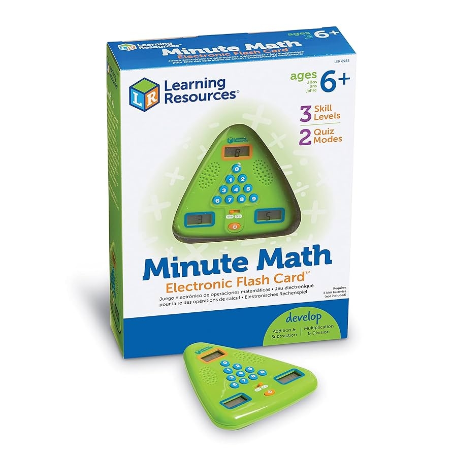 Amazon Learning Resources Minute Math Electronic Flash Card Homeschool Early Algebra Skills 3 Difficulty Levels Ages 6 Toys Games