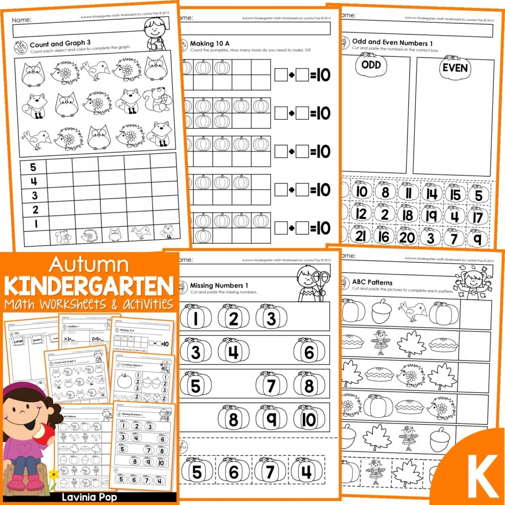 Kindergarten Math Worksheets Printable Fall
