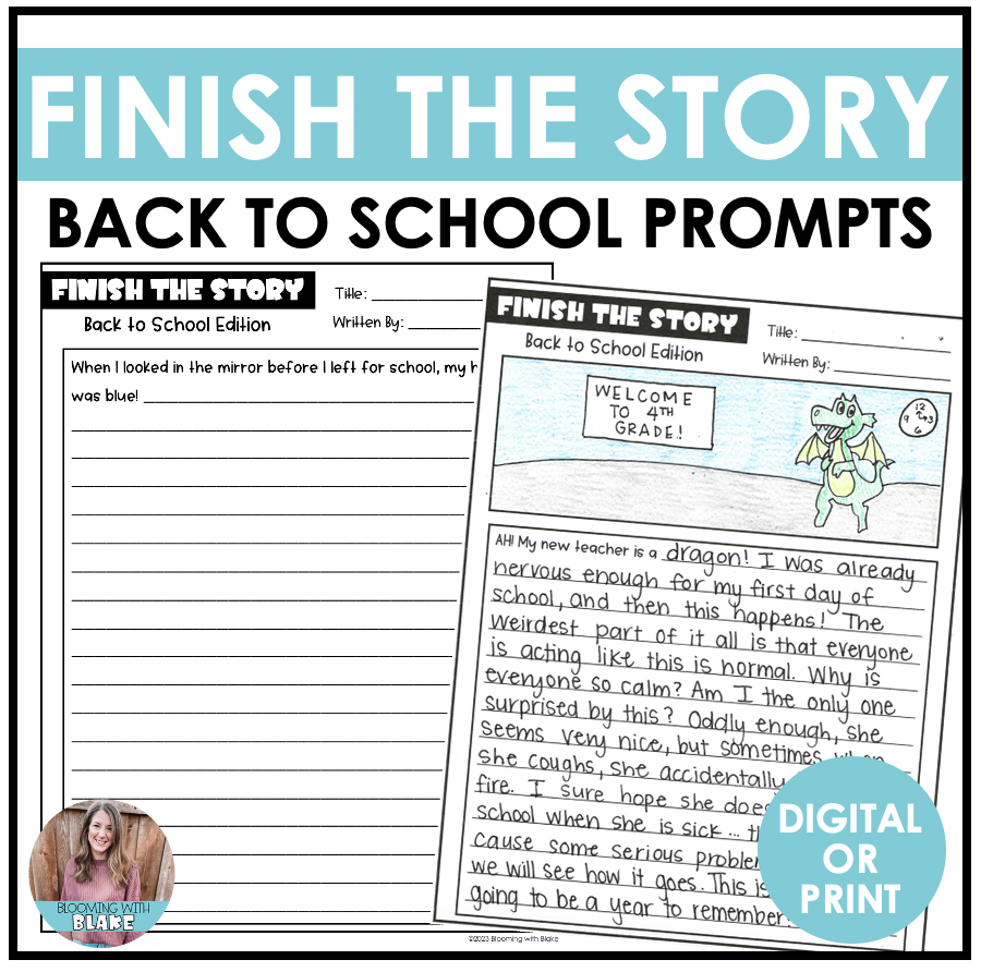 Back To School Writing Activity Finish The Story Creative Writing Prompts Made By Teachers