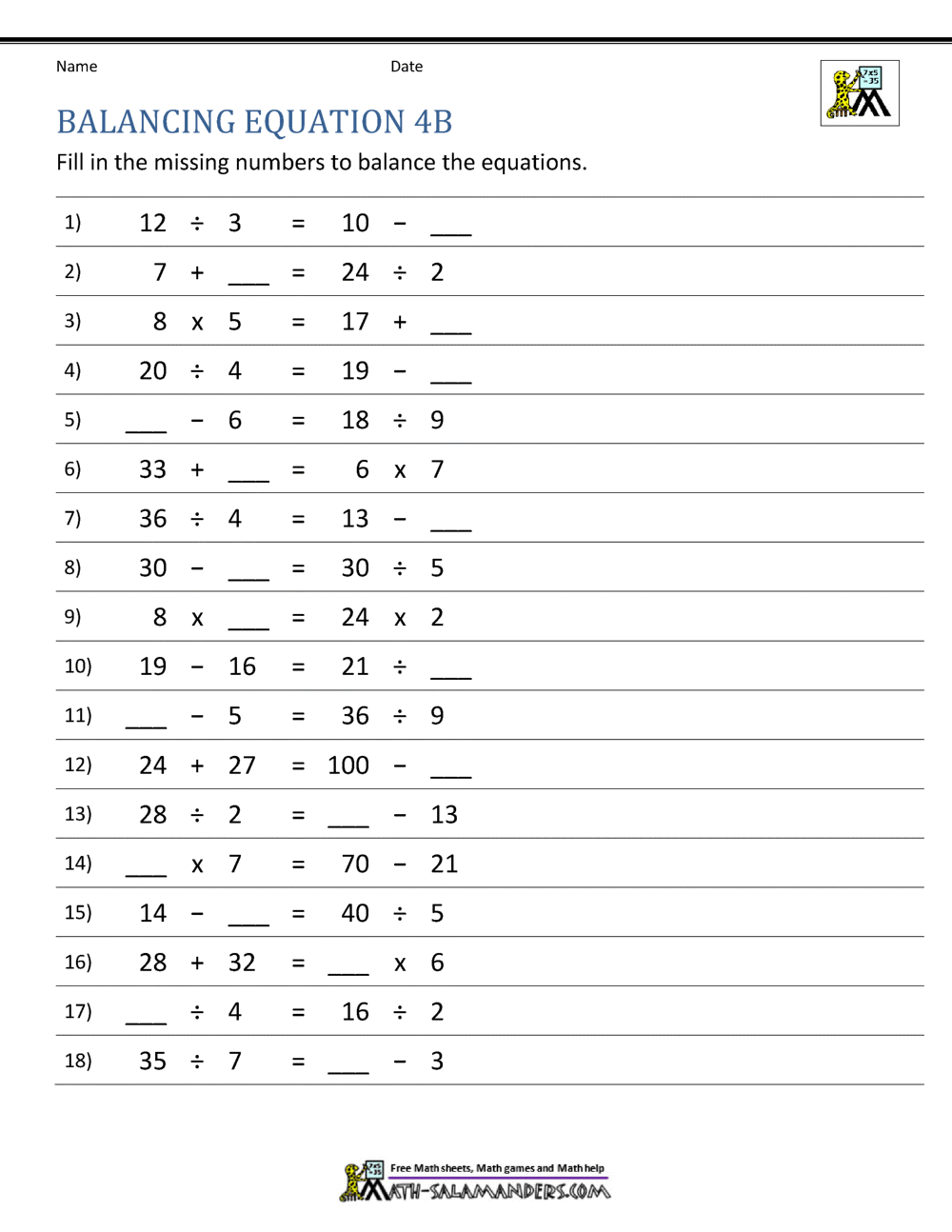 Balancing Math Equations