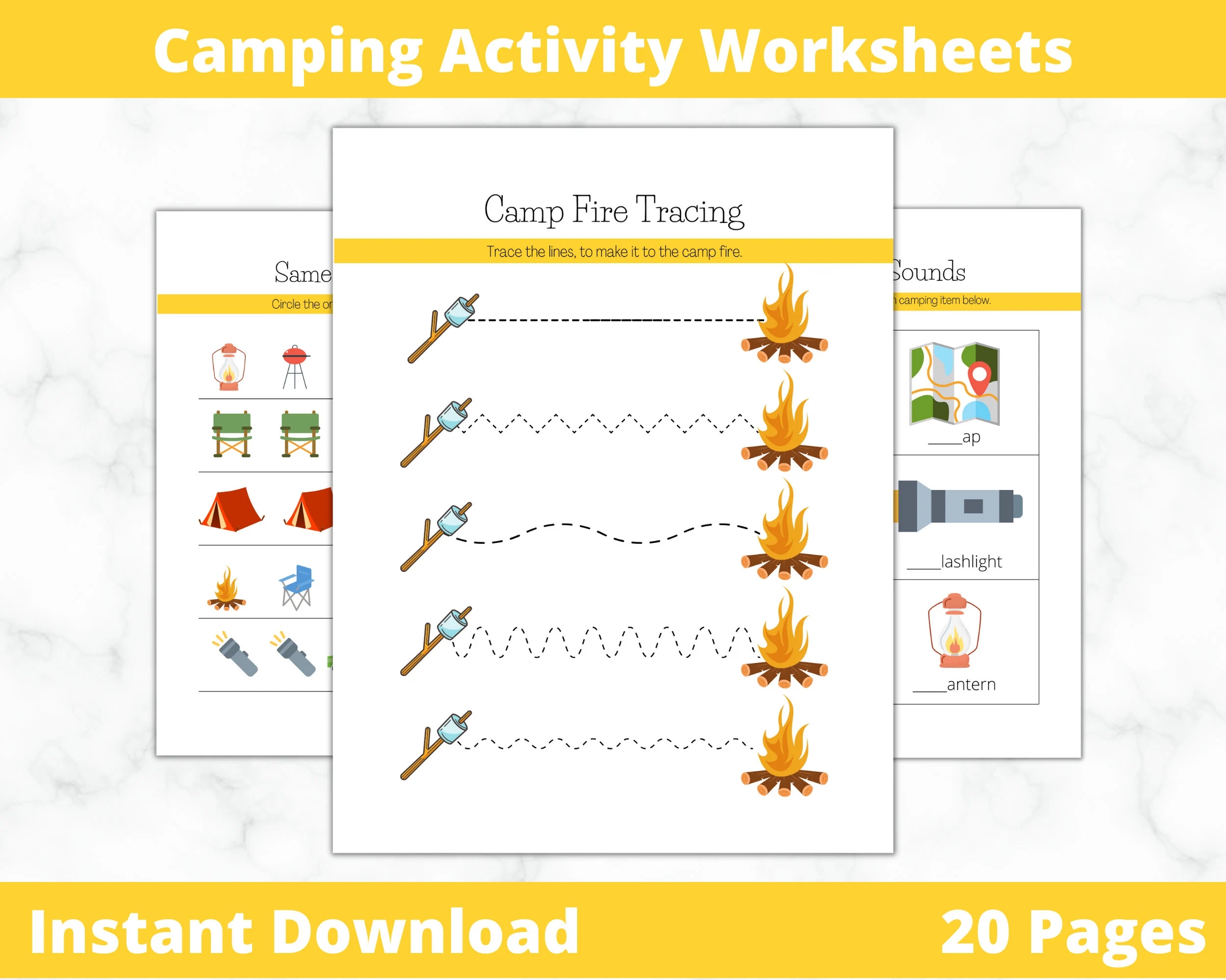 Camping Activities For Kids Kids Worksheets Kindergarten Preschool Curriculum Printable Learning Worksheets Etsy