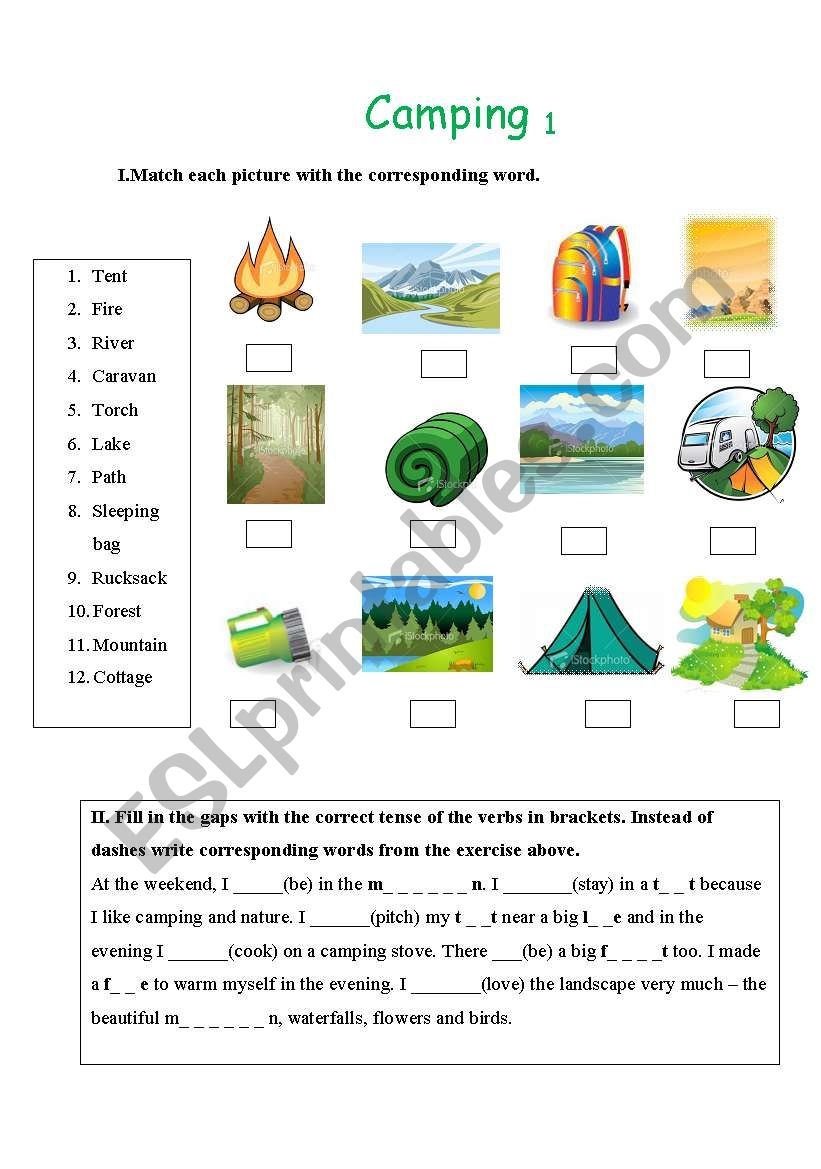 Camping ESL Worksheet By Annima08