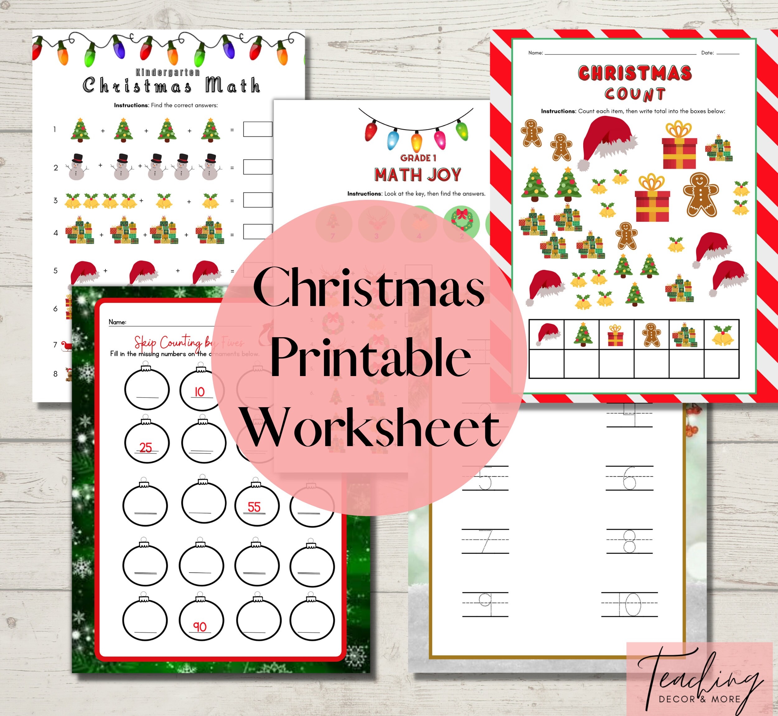 Printable Christmas Math Worksheets