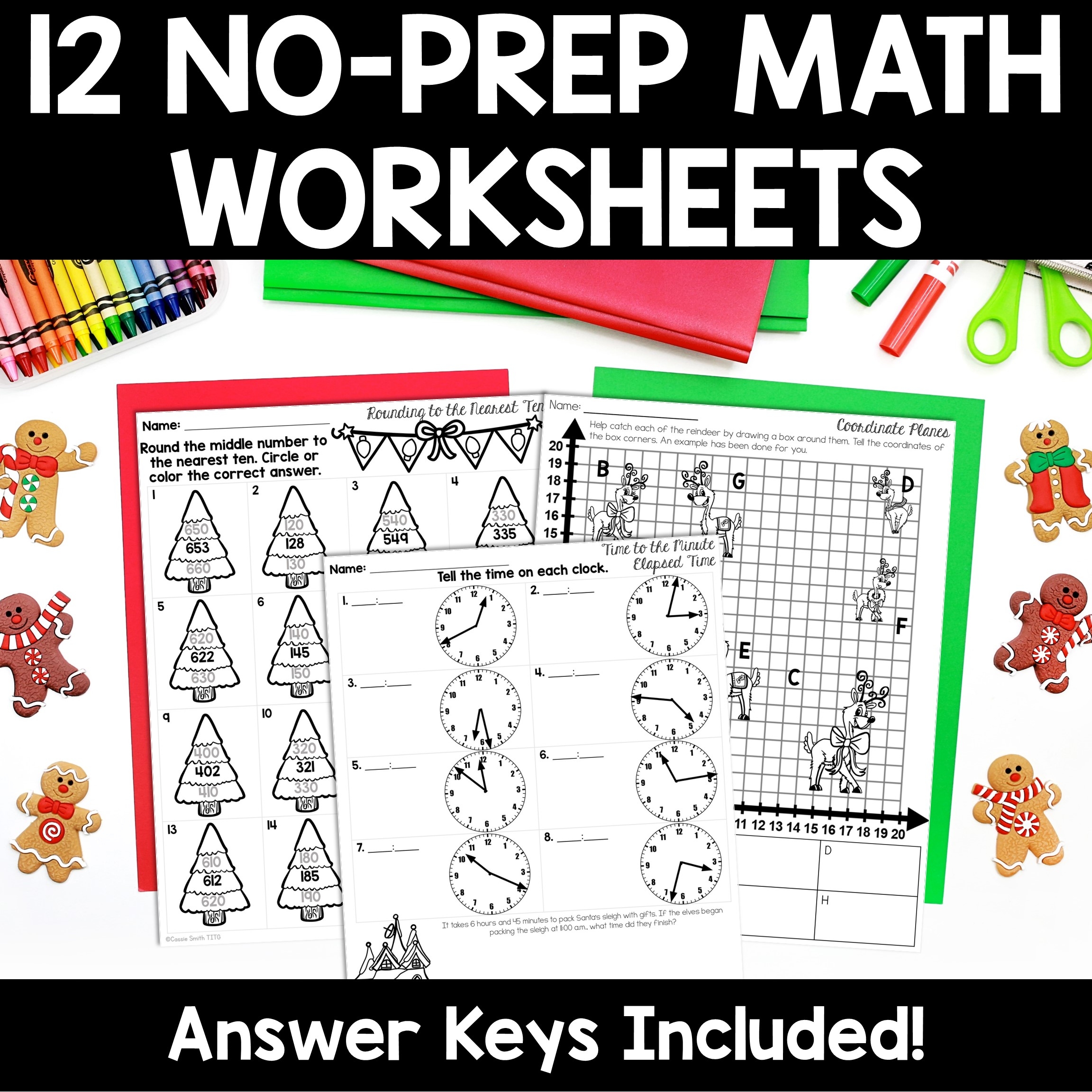 Christmas Math Worksheets No Prep Multiplication Division Addition Subtraction Thrifty In Third Grade