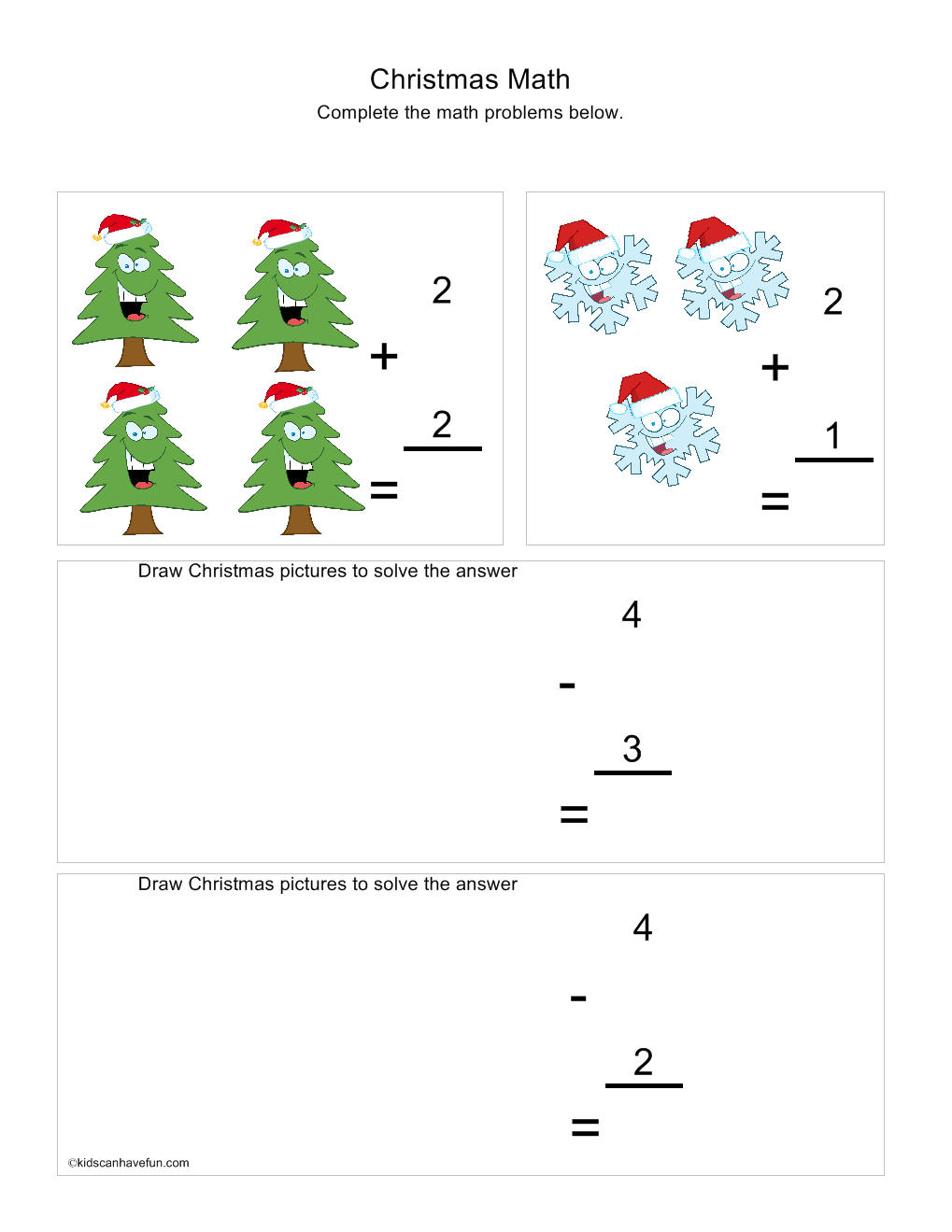 Printable Christmas Math Worksheets For Kids
