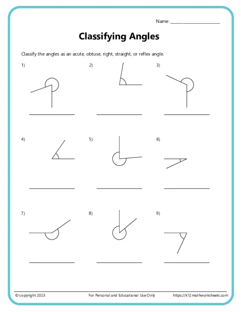 Classify And Measure Angles K12 Math Worksheets