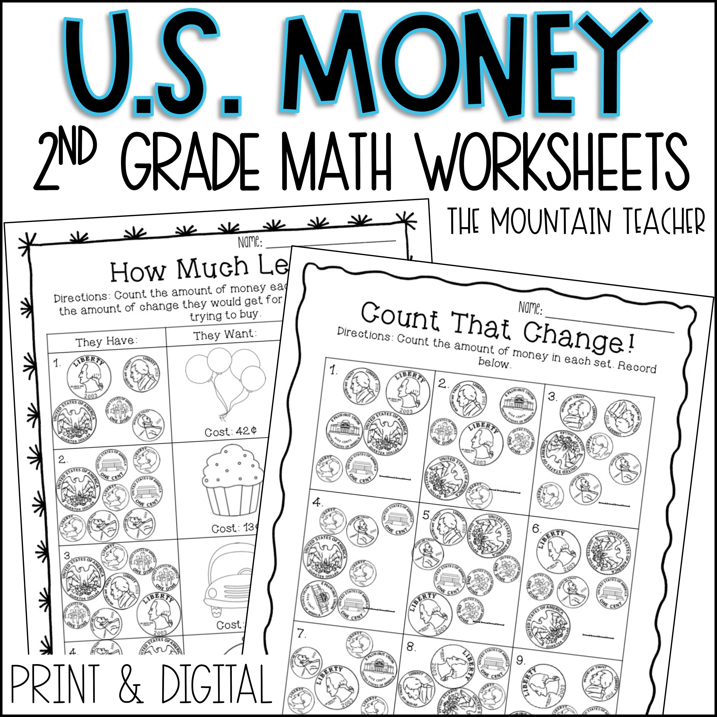 1st Grade Math Worksheets Printable Money