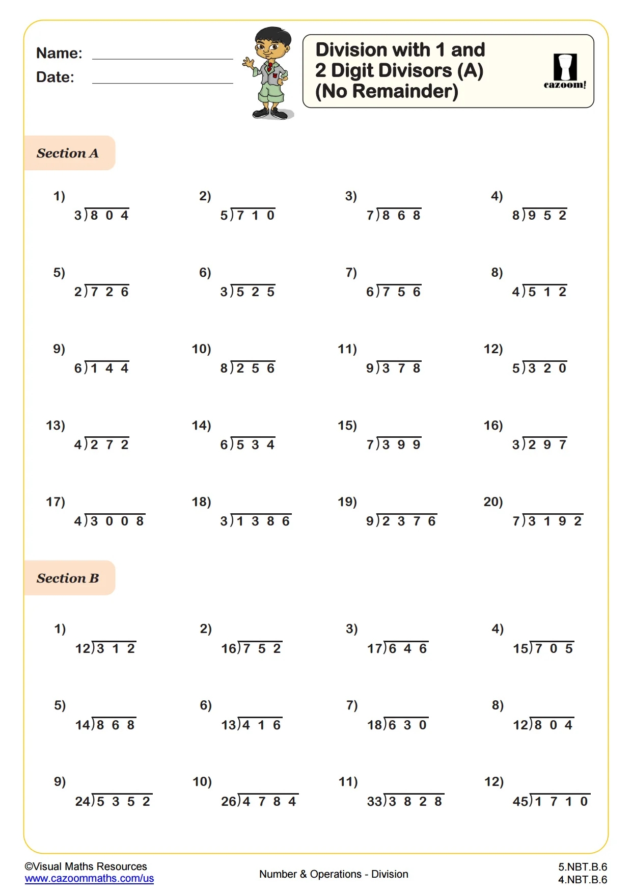 5th Grade Division Worksheets Printable
