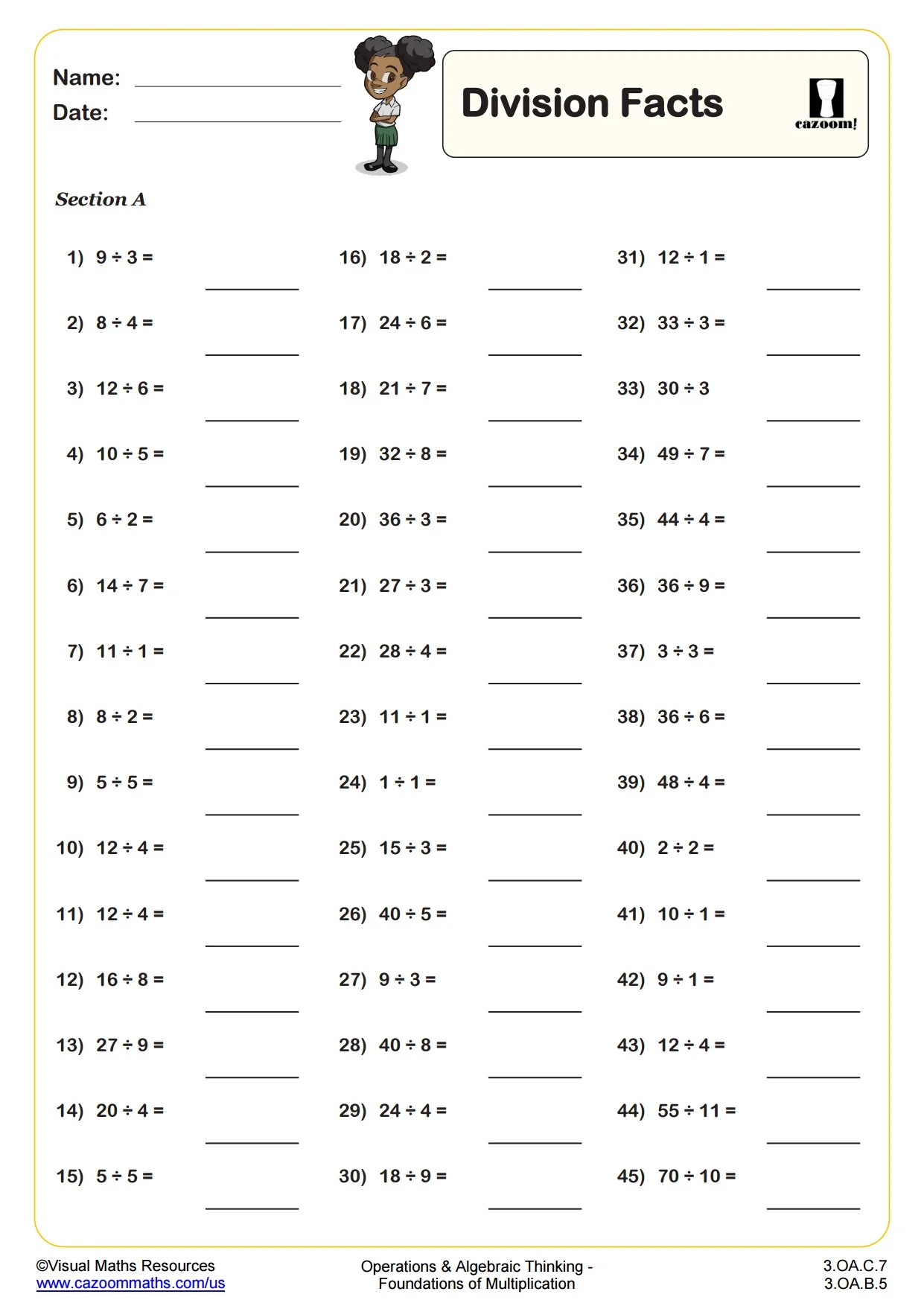 Math Worksheet On Division