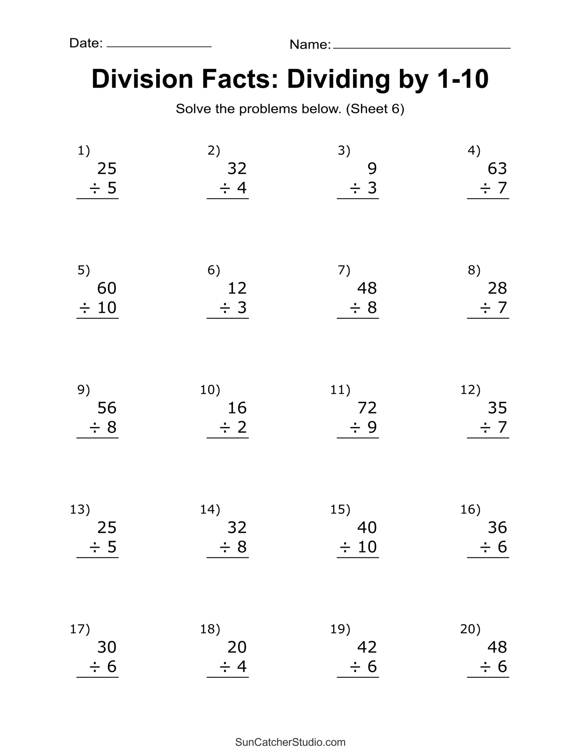 Division Worksheets Problems Free Printable Math Drills Free Printables Monograms Design Tools Patterns DIY Projects