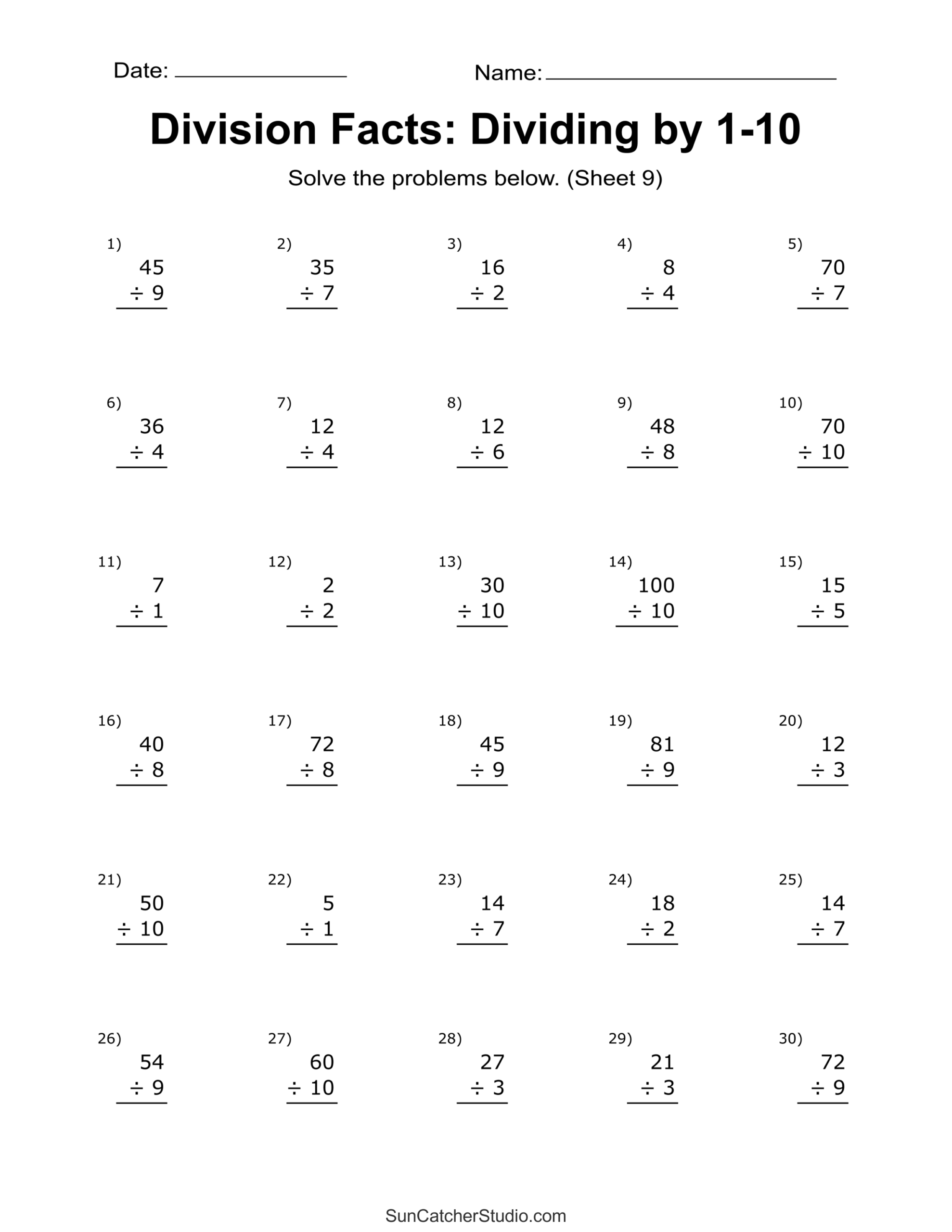 Division Worksheets Problems Free Printable Math Drills Free Printables Monograms Design Tools Patterns DIY Projects