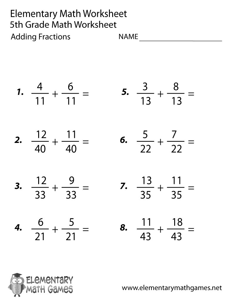 Math Printable Worksheets 5th Grade