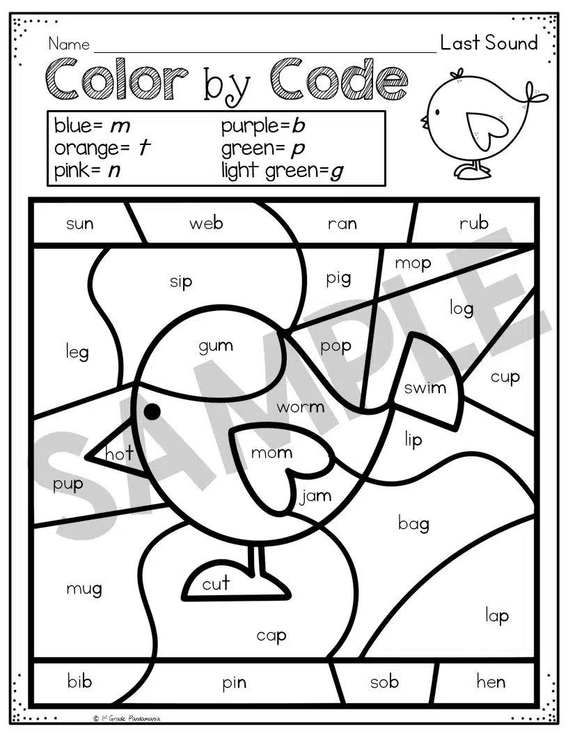 Ending Sounds Worksheets Phonics Activities 1st Grade Pandamania
