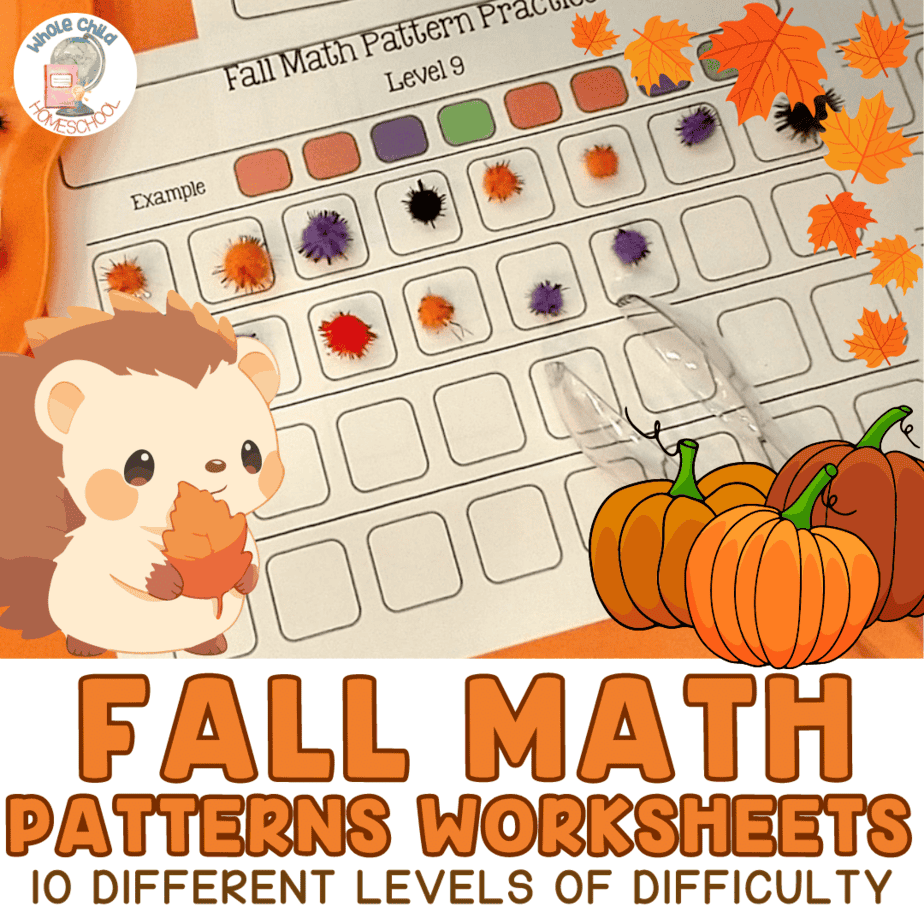 Fall Math Patterns Printable Worksheets PreK 3rd Grade