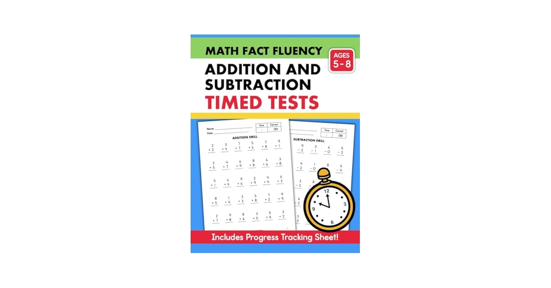 Fast Math Facts Timed Test Worksheets Single Digit Addition And Subtraction Workbook Large Print Math Skill Builders Ecochardt J 9798871466957 Amazon Books