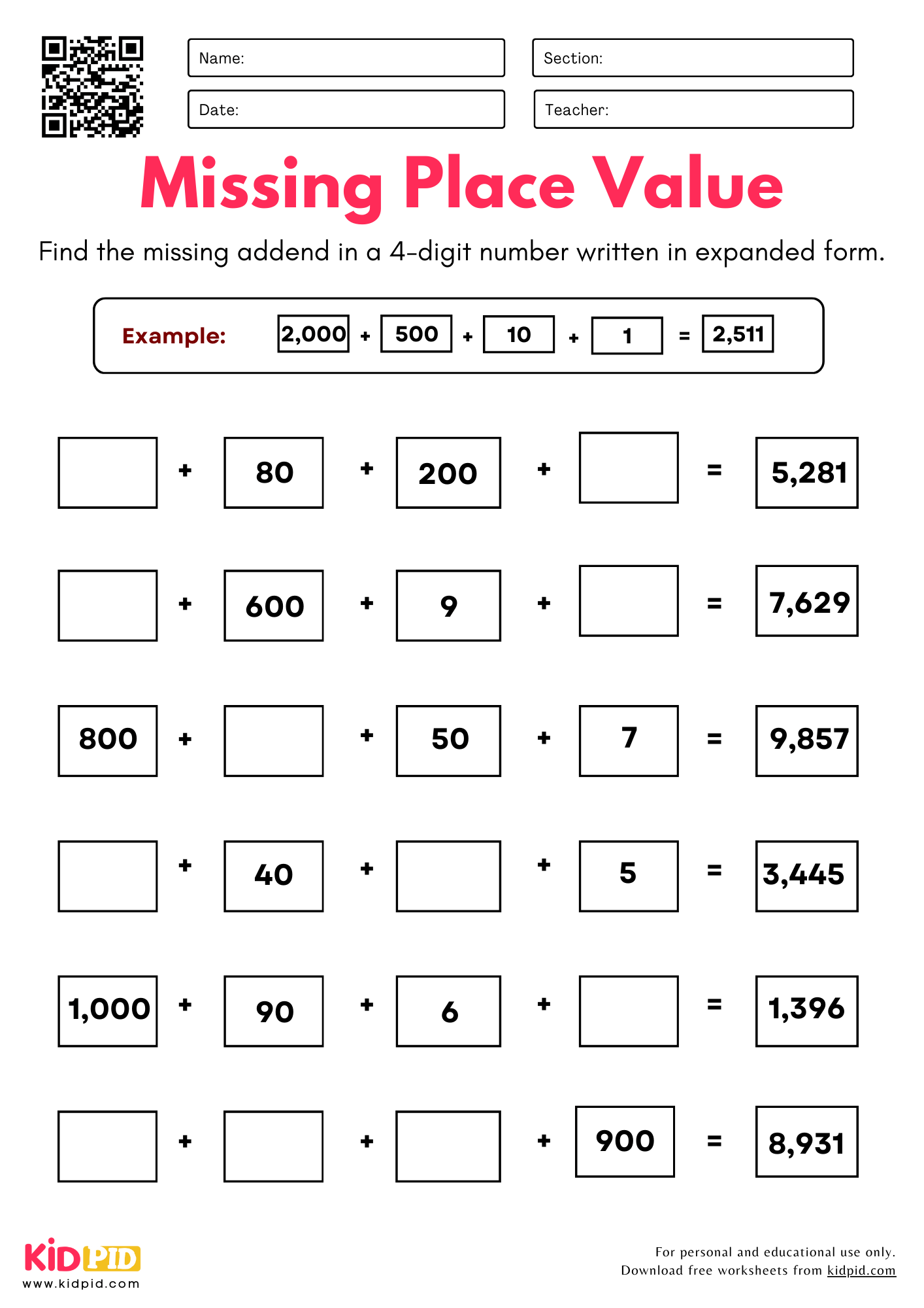Free Printable Worksheets For Kids 4th Grade