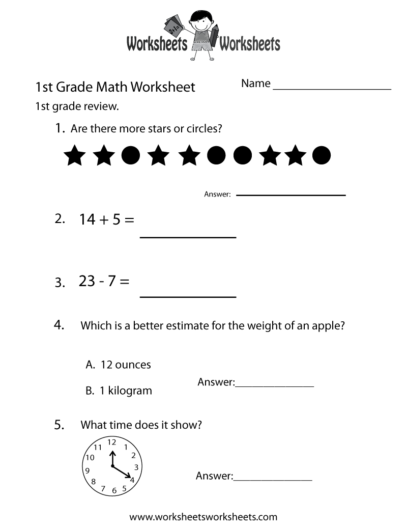 Free Printable Worksheets For First Grade Pdf