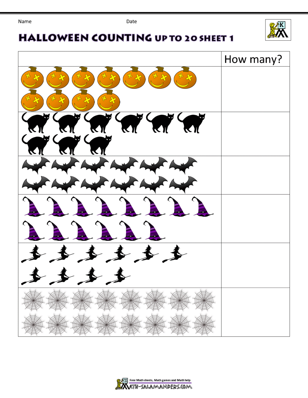 First Grade Math Worksheets Halloween