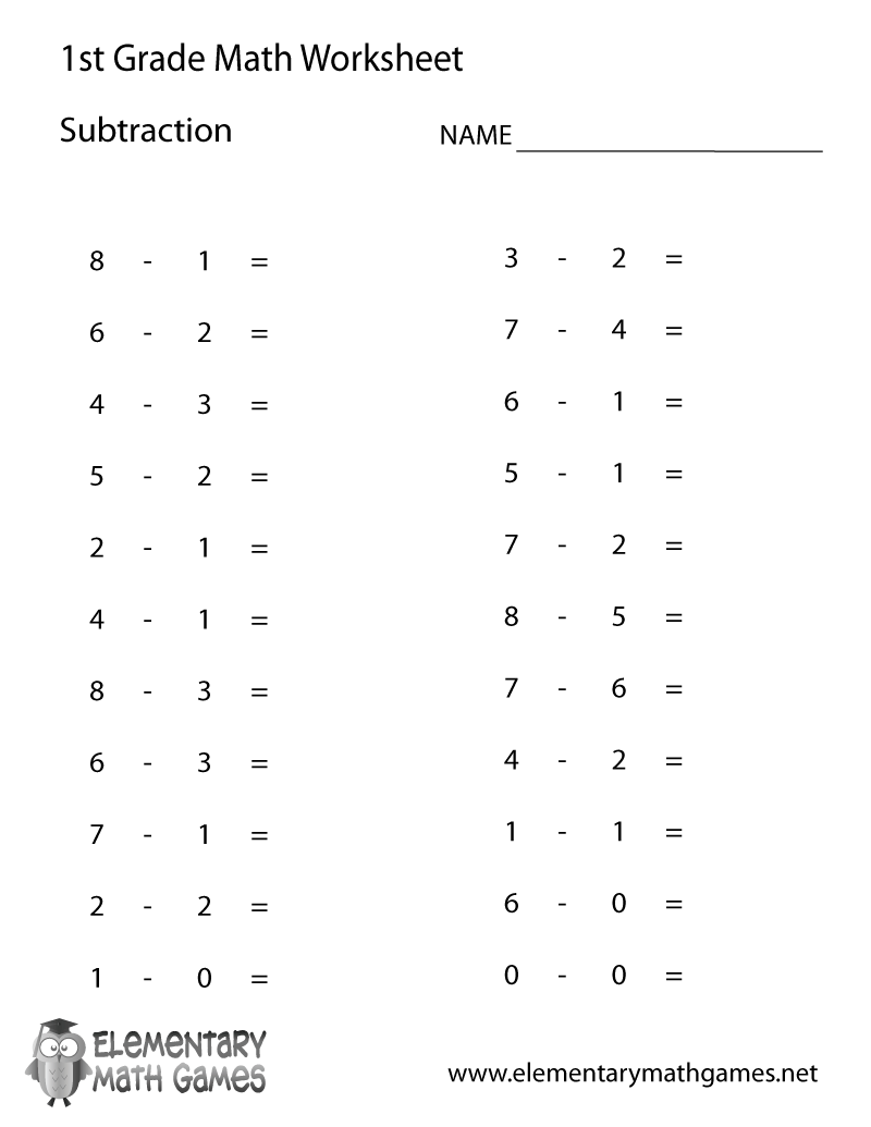 Printable 1st Grade Math Worksheets Pdf