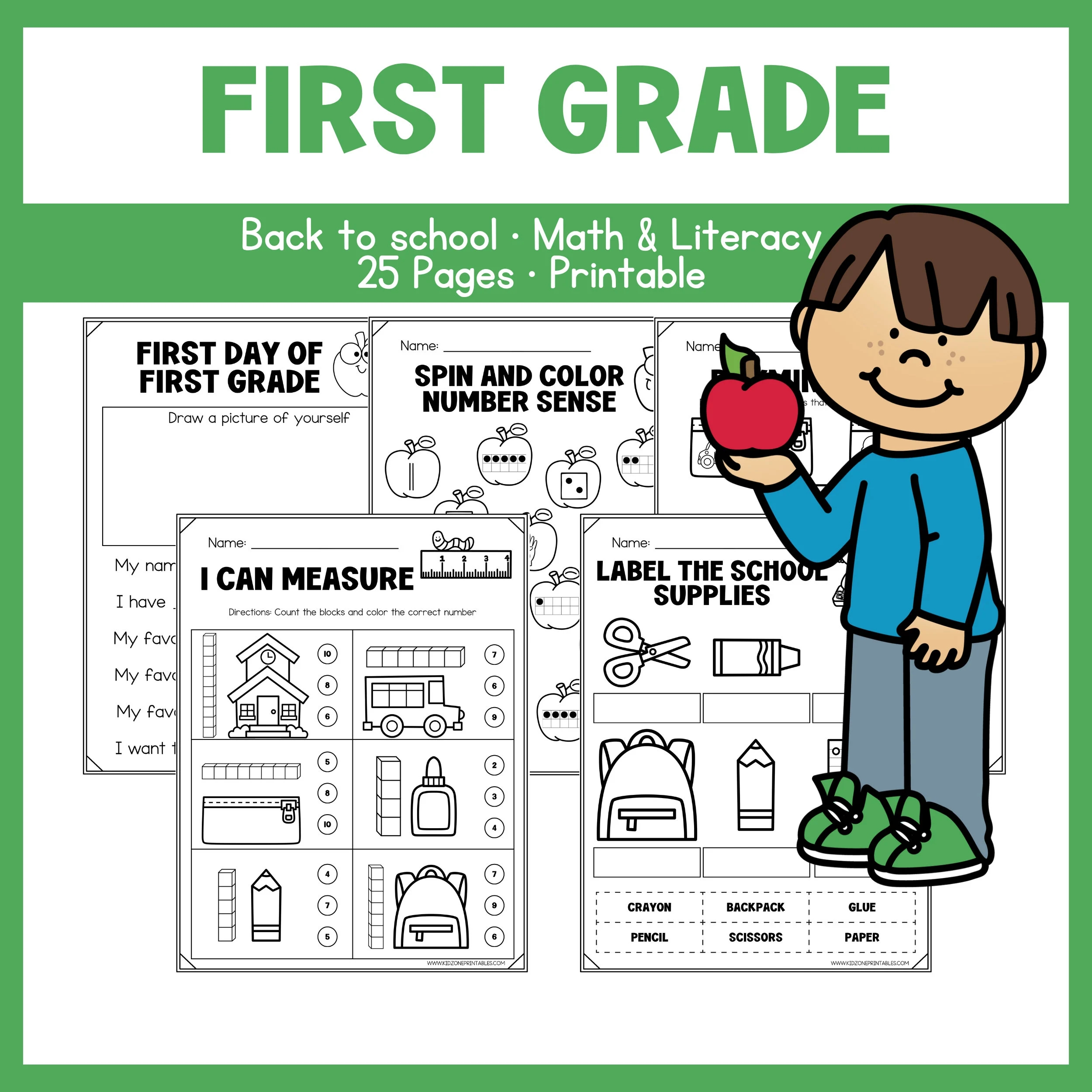 First Grade Worksheets Back To School Printable Homeschool Teacher Resources Instant Download Math Literacy Phonics Etsy
