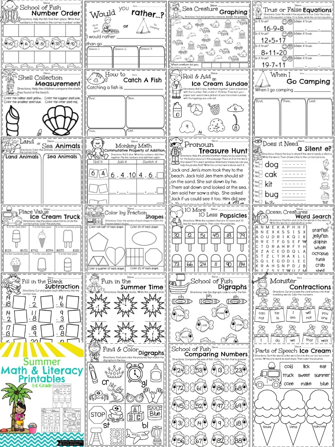 First Grade Worksheets The Year Bundle Planning Playtime