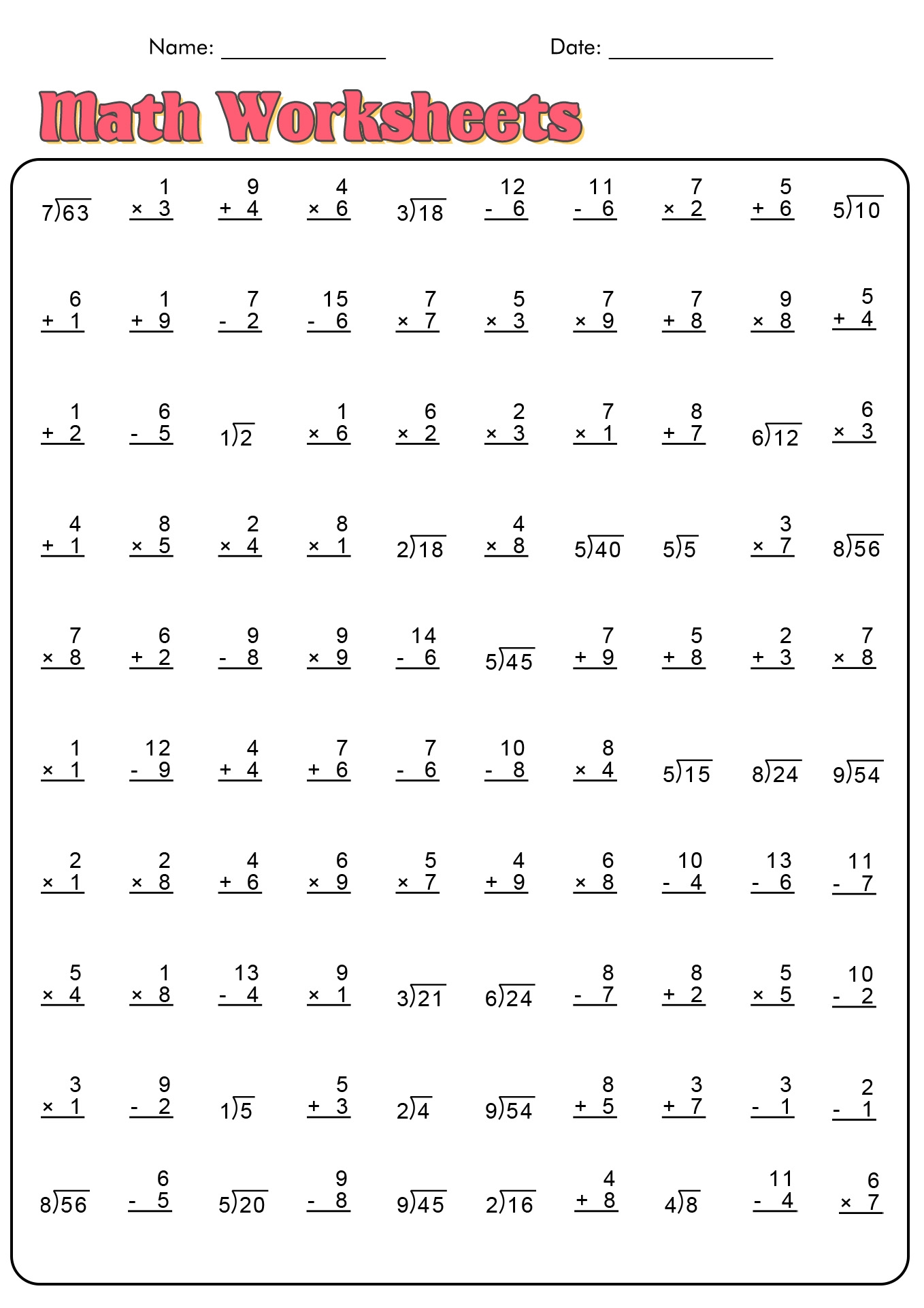 Fourth Grade Math Worksheets Twisty Noodle Worksheets Library