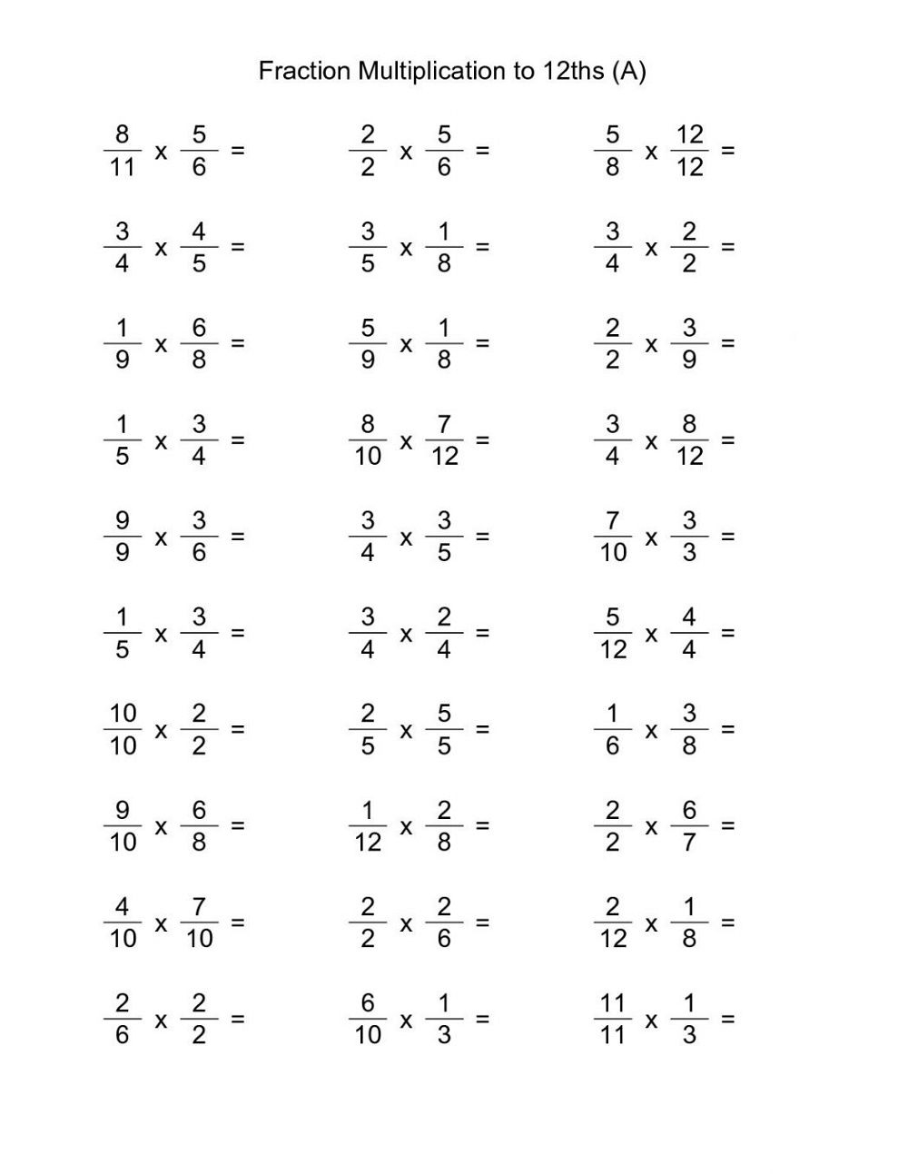 Fraction Multiplications 6th Grade Math Worksheets K5 Worksheets Library
