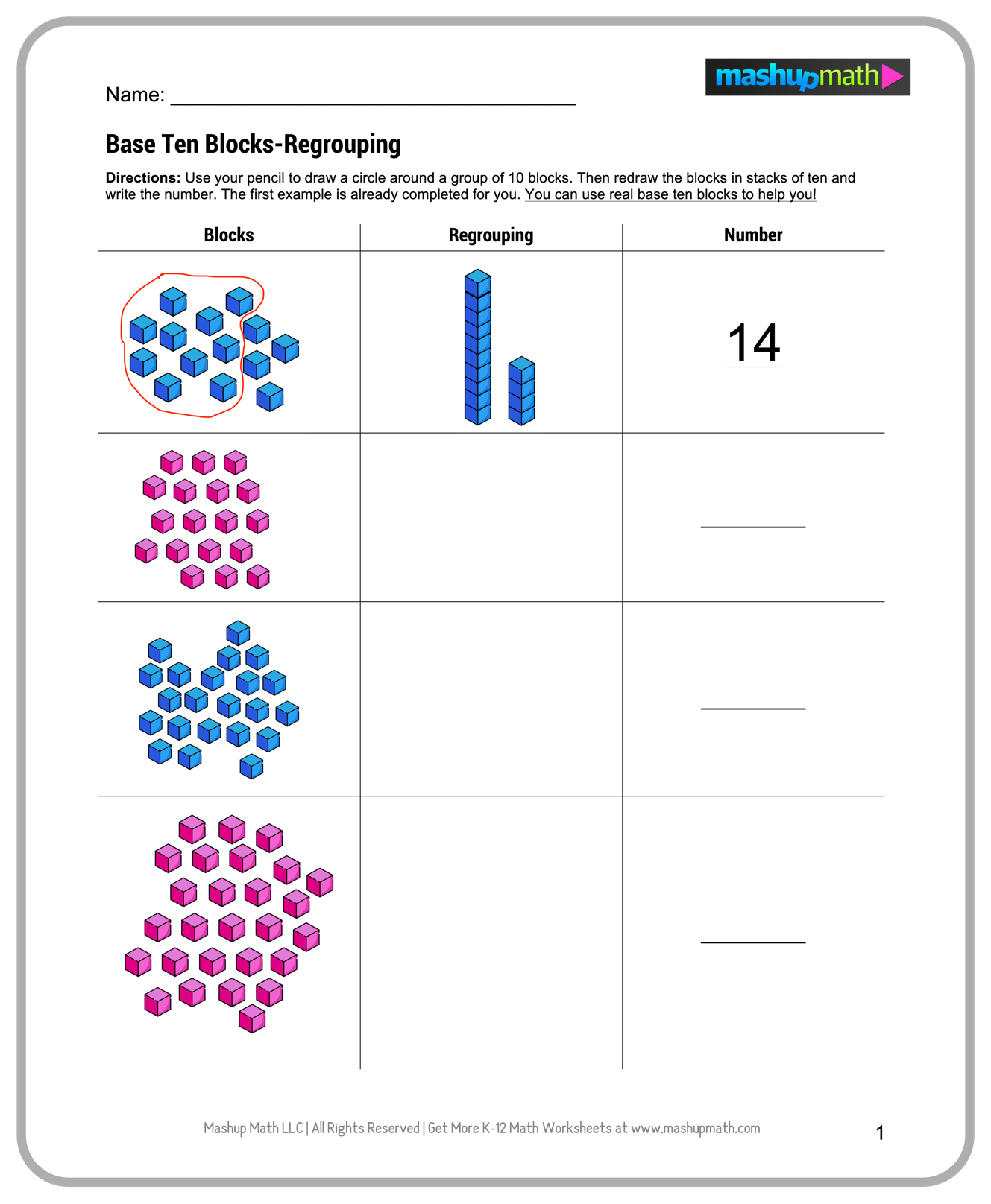 Free 1st Grade Math Worksheets Printable W Answers Mashup Math