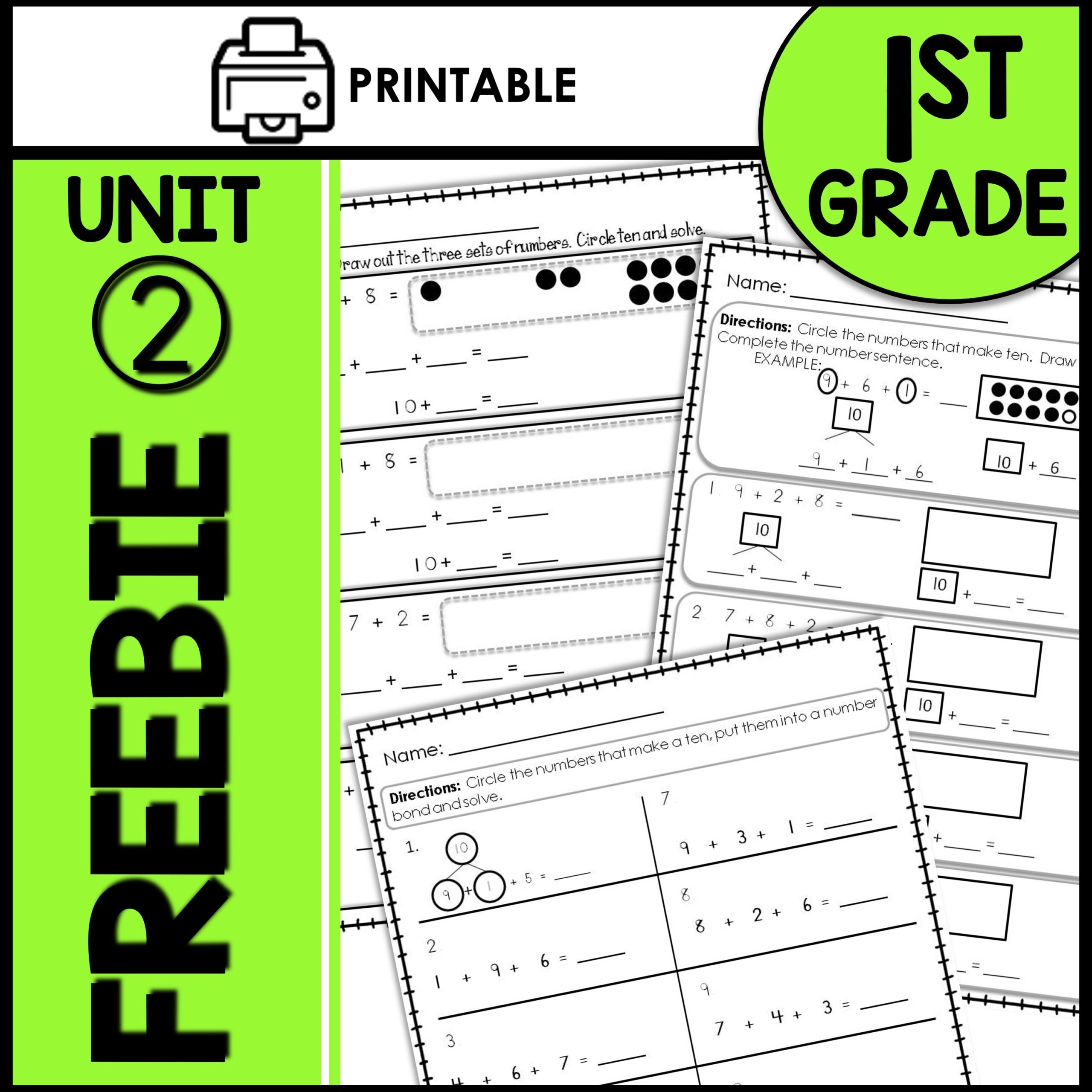 FREE 1st Grade Math Worksheets We Are Better Together