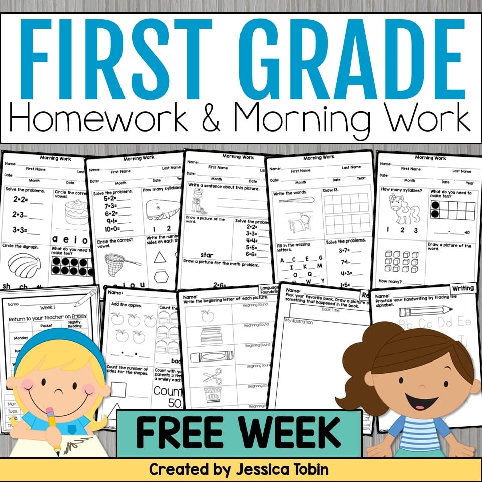 Free 1st Grade Morning Work Homework