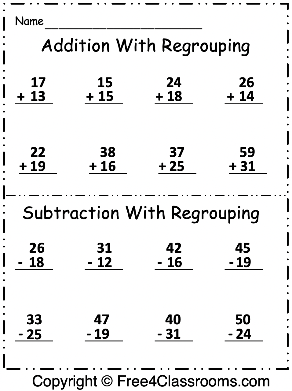 Printable Math Addition Worksheets Grade 2