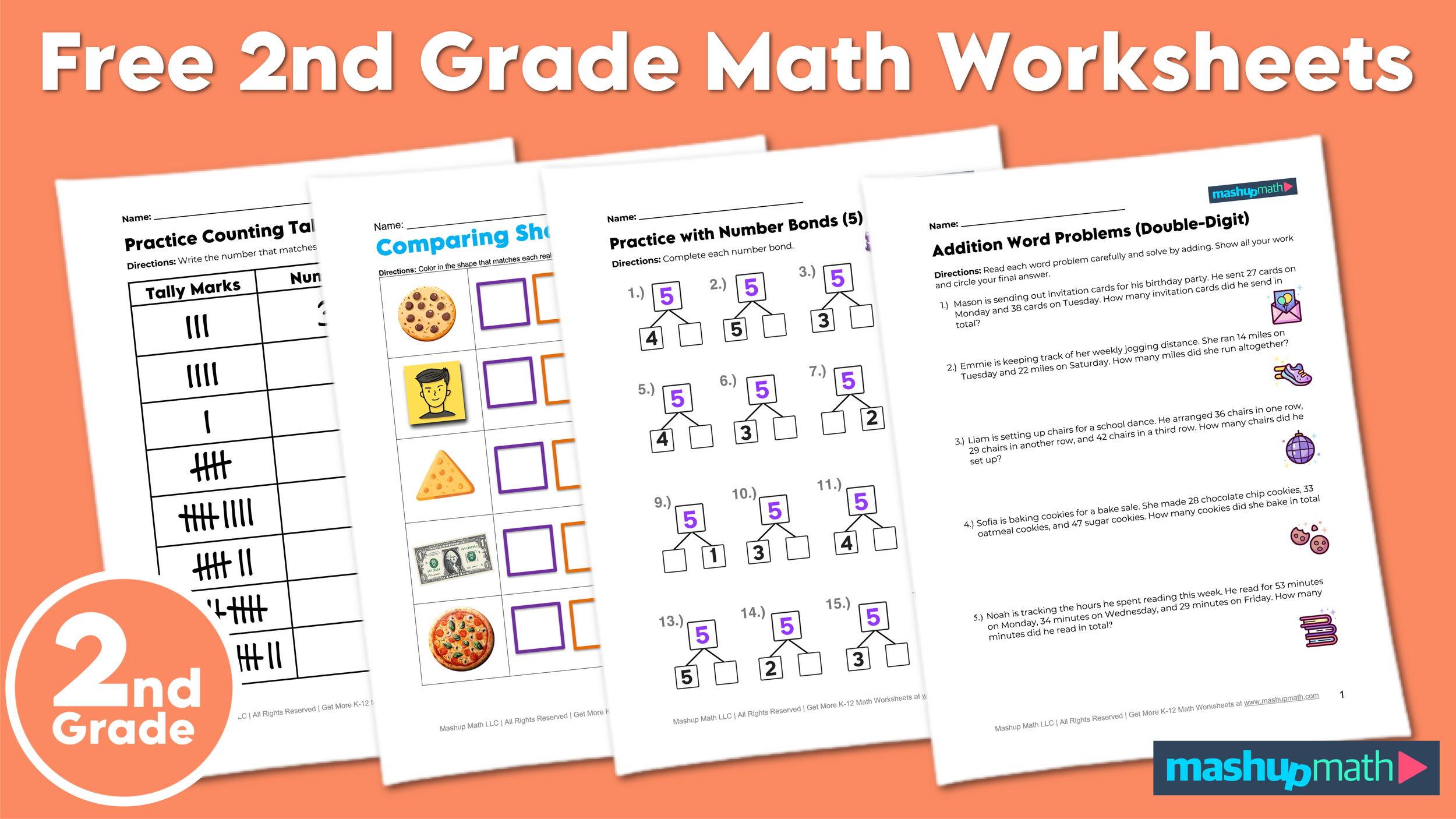 Free 2nd Grade Math Worksheets Printable W Answers Mashup Math