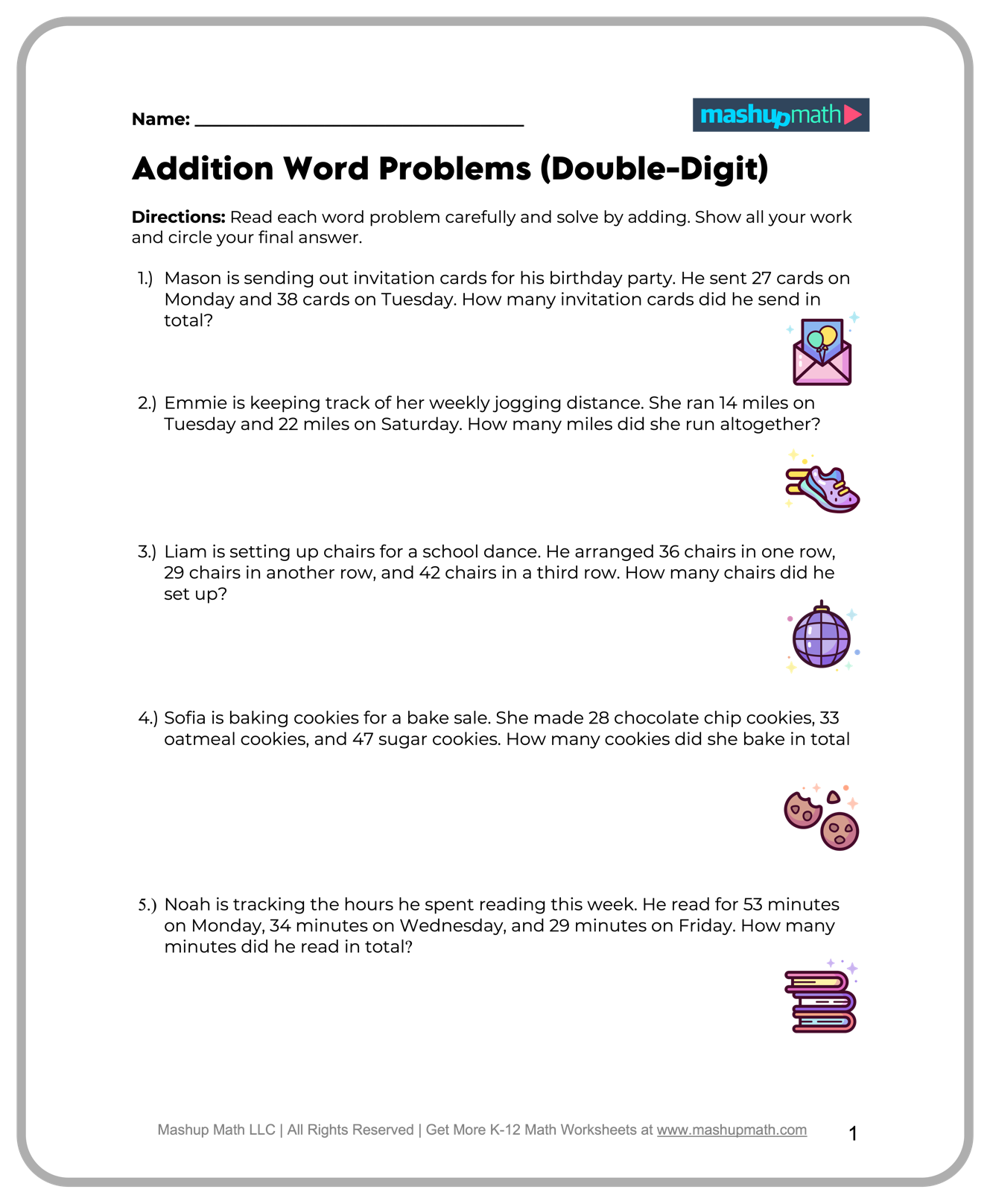 Free 2nd Grade Math Worksheets Printable W Answers Mashup Math