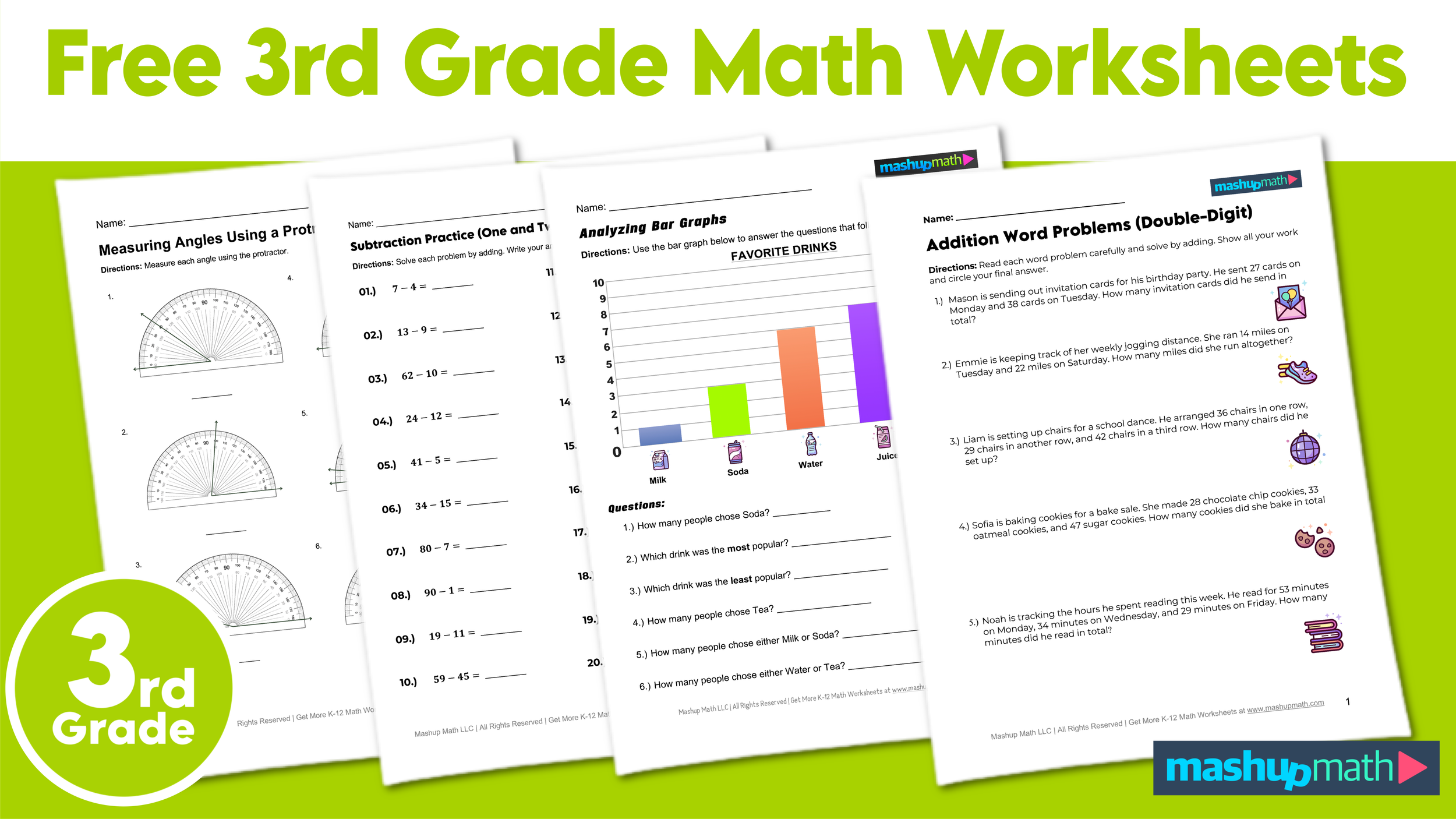 Free 3rd Grade Math Worksheets Printable W Answers Mashup Math