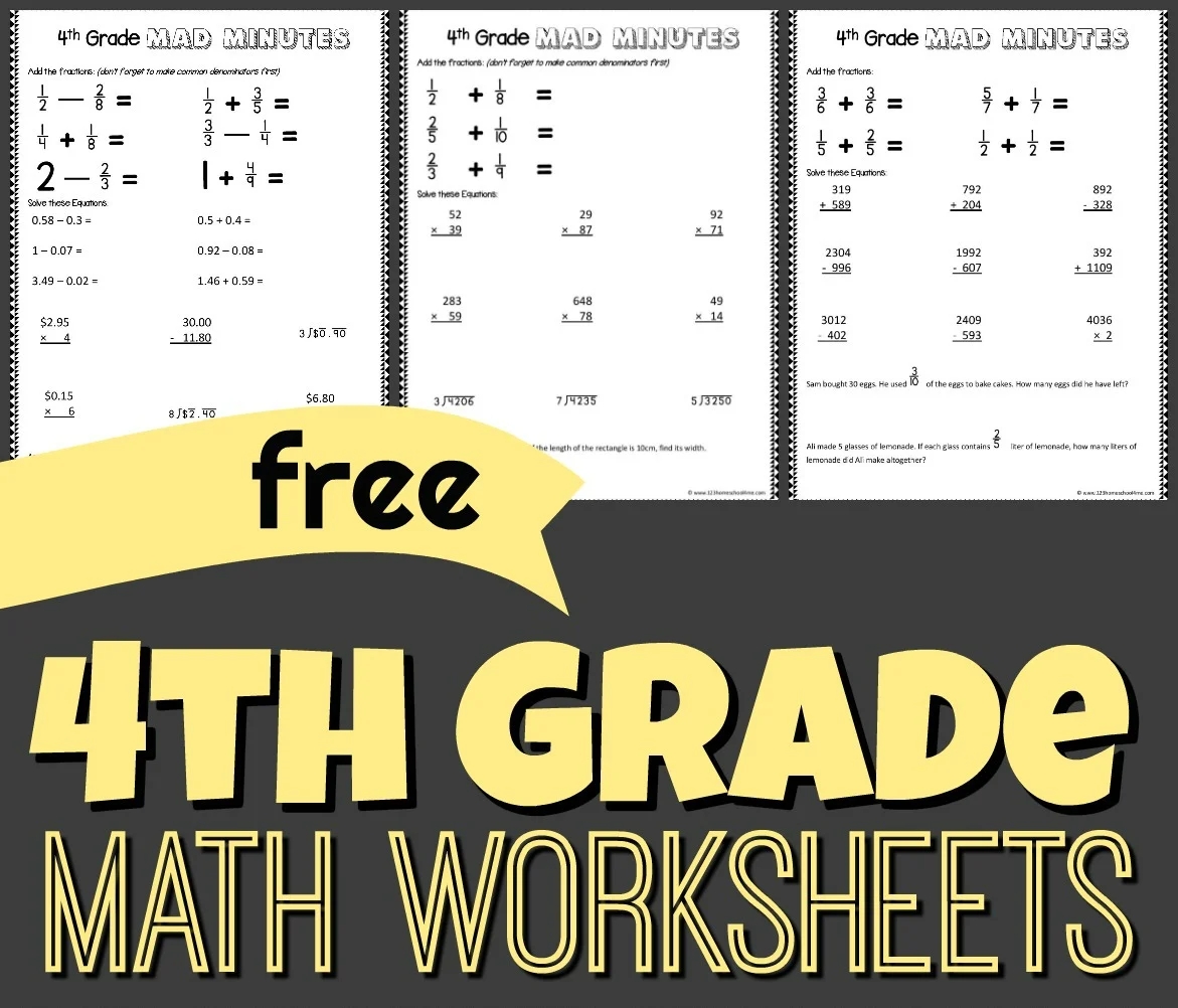 FREE 4th Grade Math Worksheets 123 Homeschool 4 Me