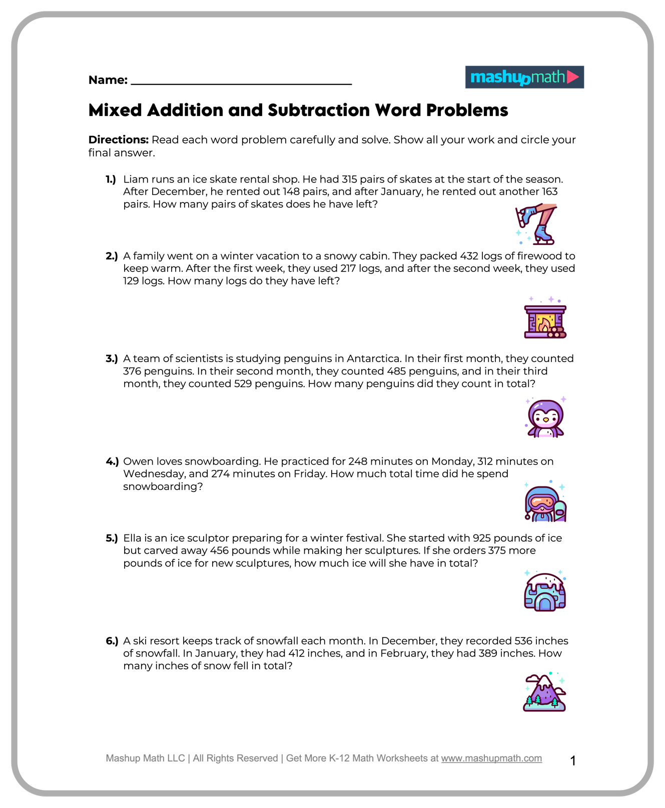 Free 4th Grade Math Worksheets Printable Mashup Math