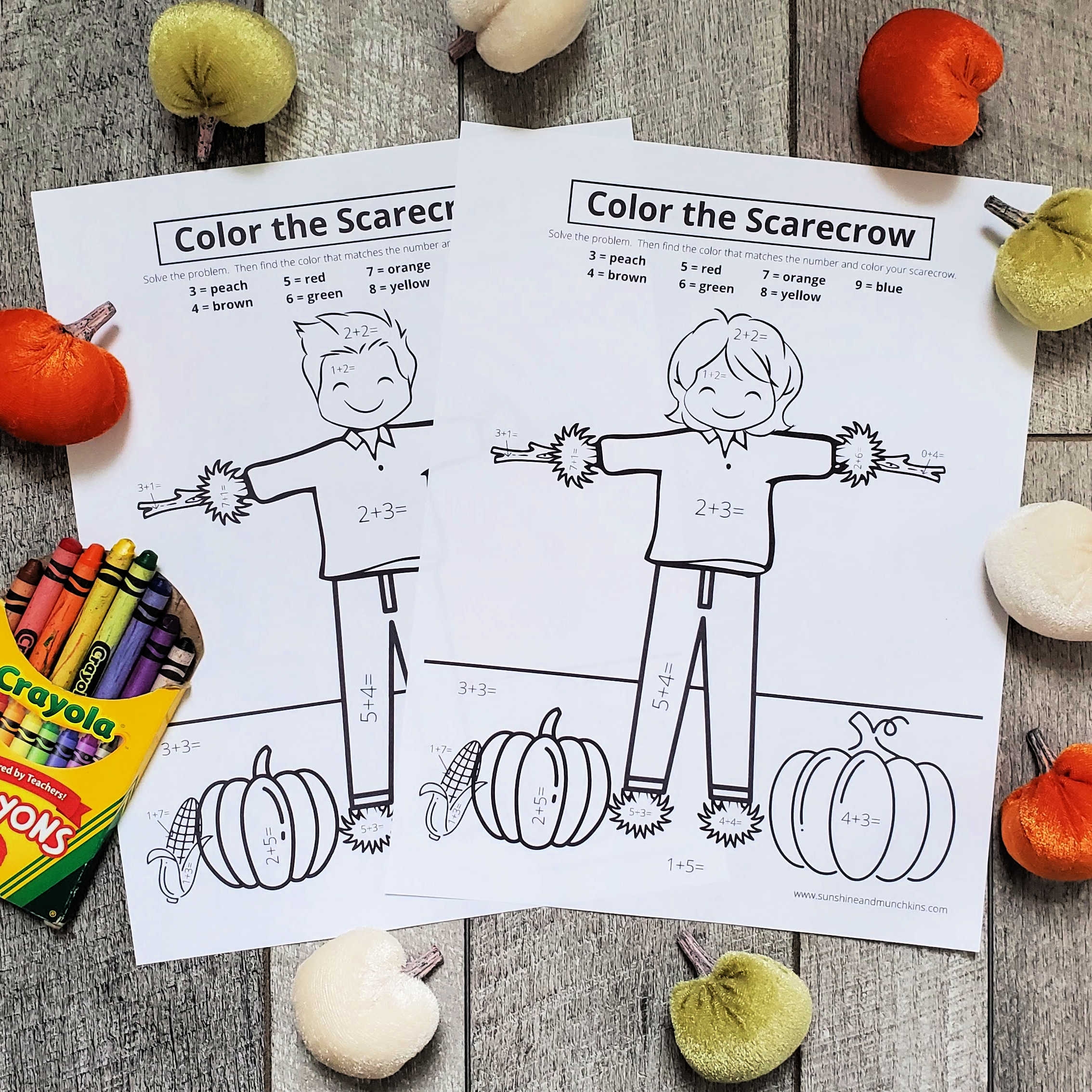 FREE Fall Scarecrow Math Coloring Pages Sunshine And Munchkins