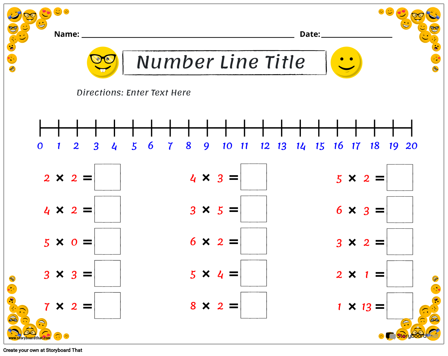 Free Math Number Line Worksheets Storyboard That